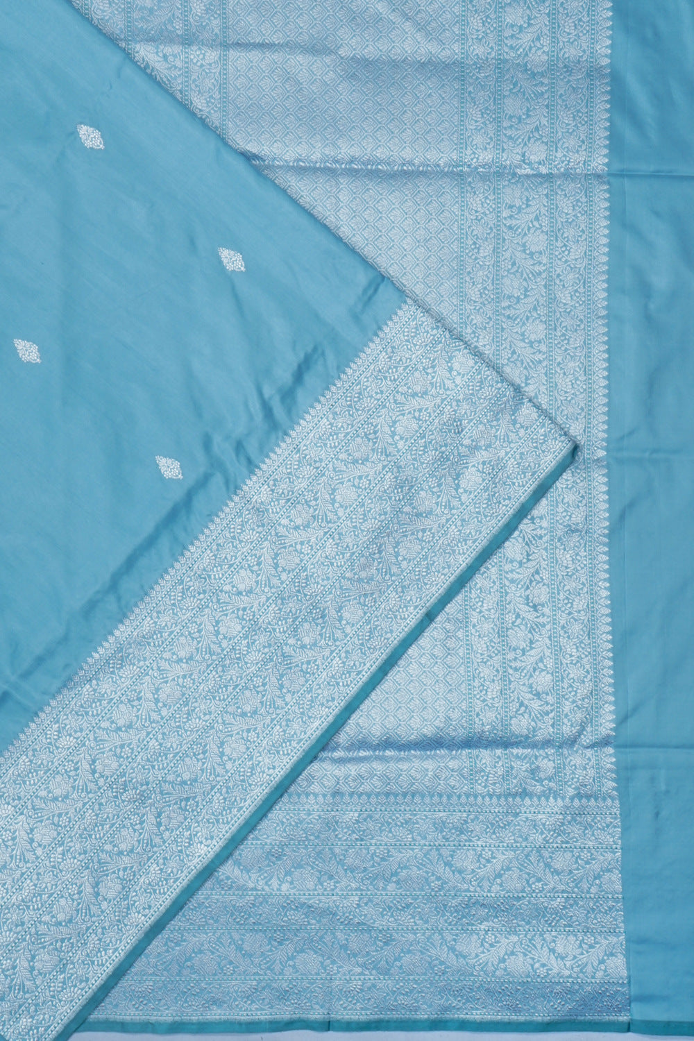 Banarasi Silk Kadwa Butta Powder Blue Saree