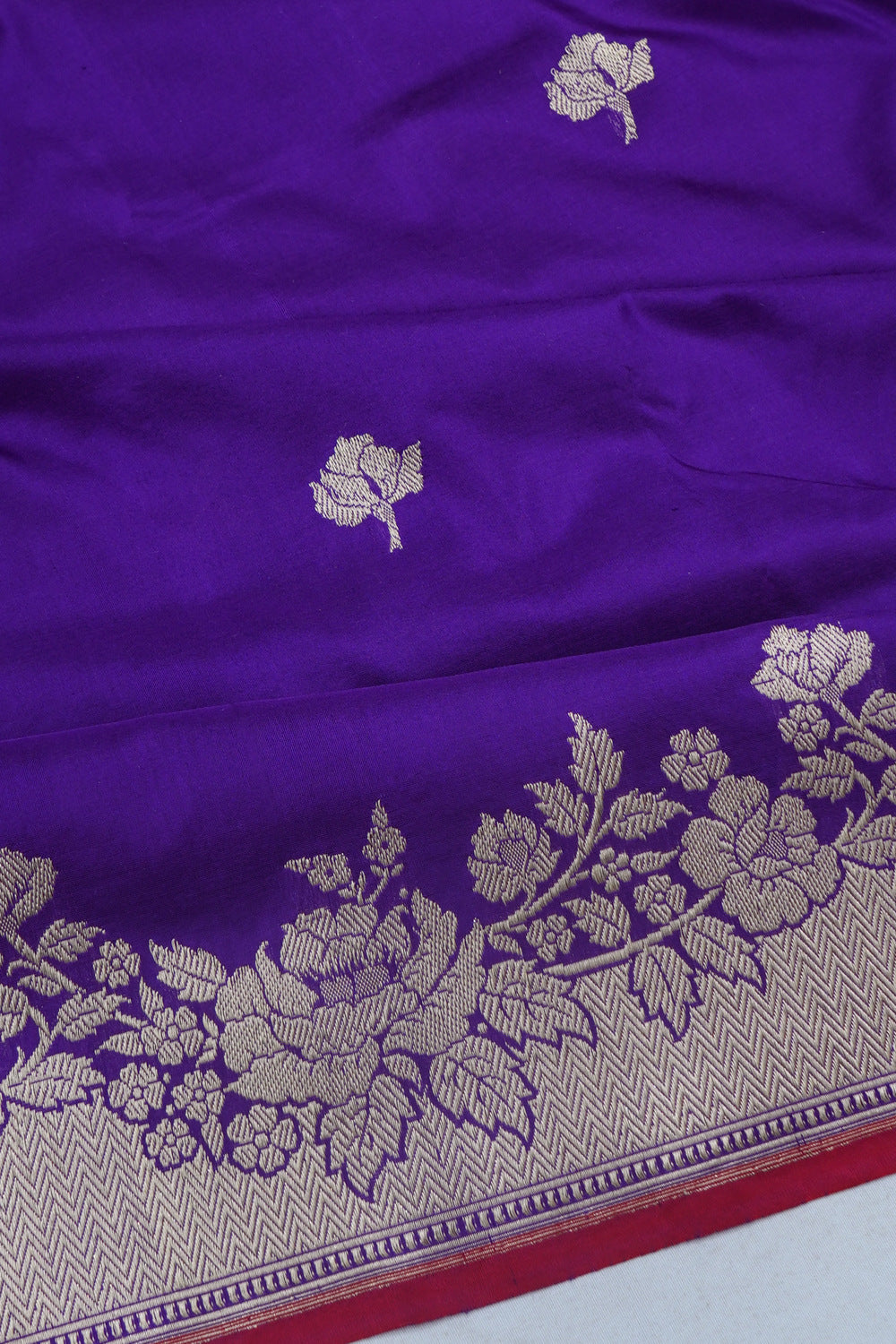 Banarasi Silk Kadwa Butta Violet Saree