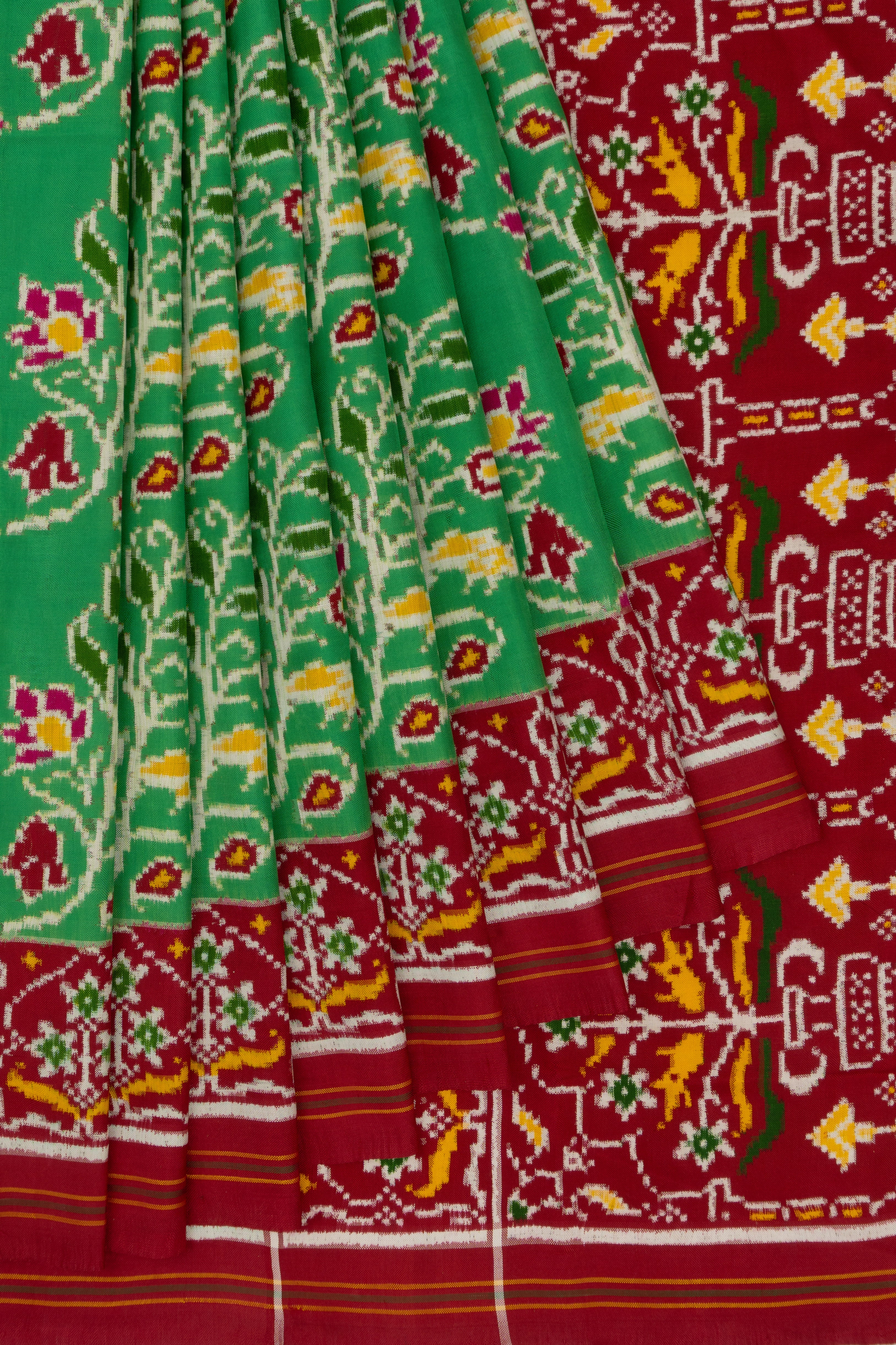 Patan Patola Silk Double Ikat Green Saree