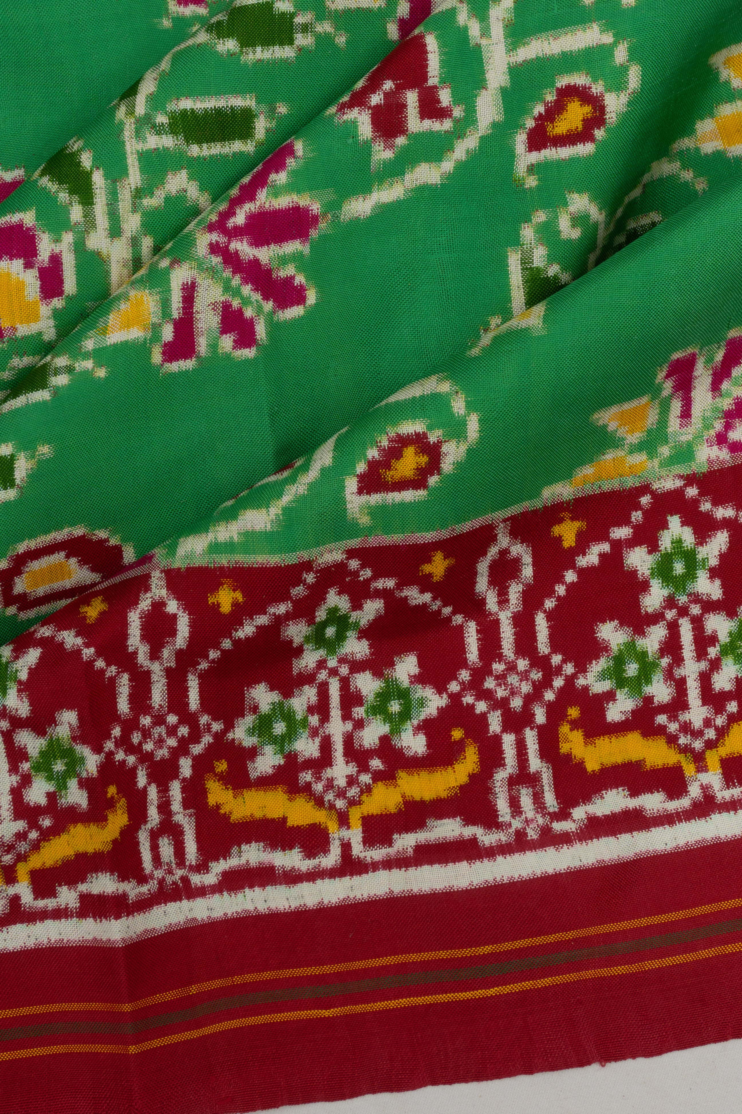 Patan Patola Silk Double Ikat Green Saree