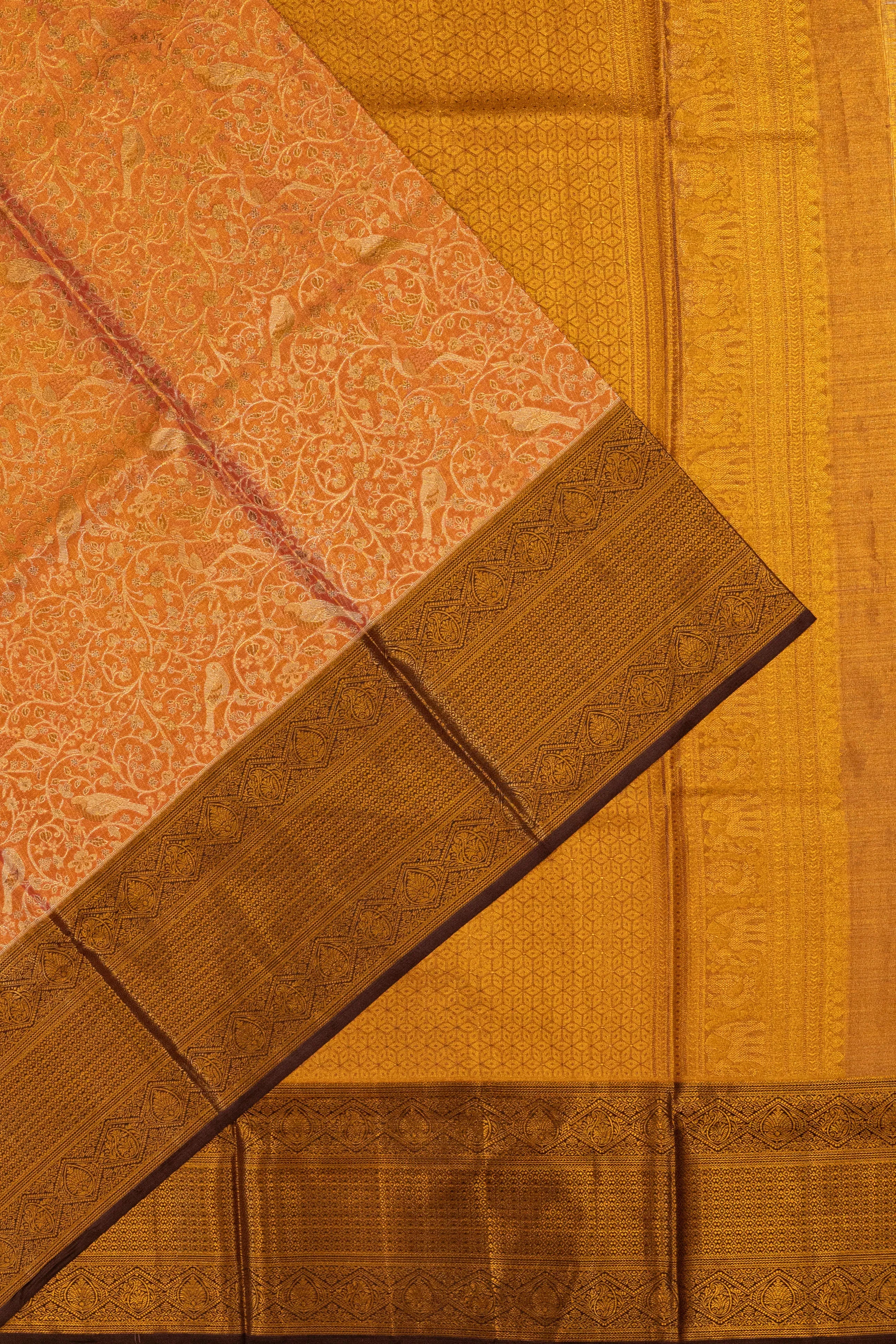Taranga Kanchi Silk Tissue Brocade Orange Saree