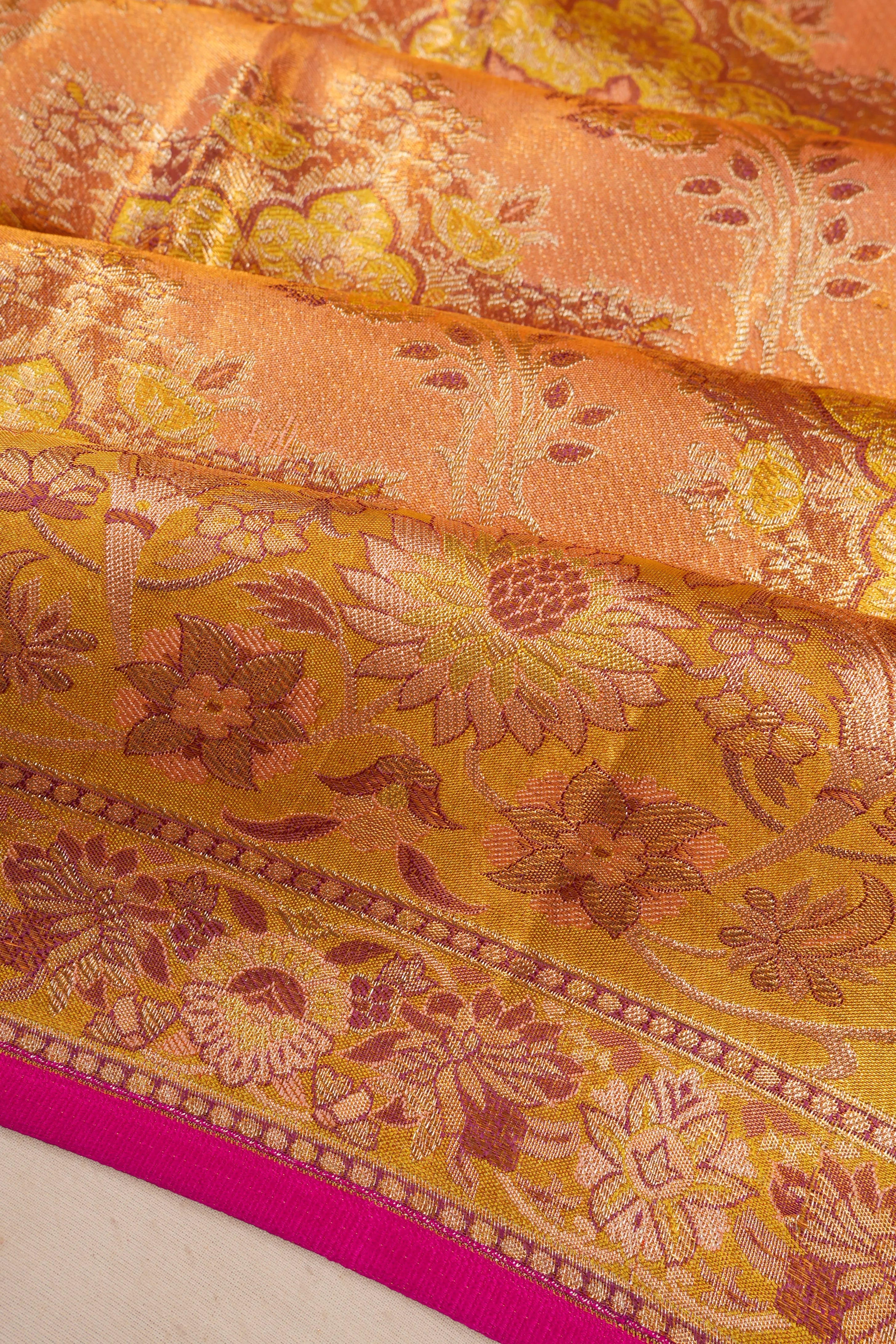 Kanchipuram Silk Tissue Brocade Gold Saree