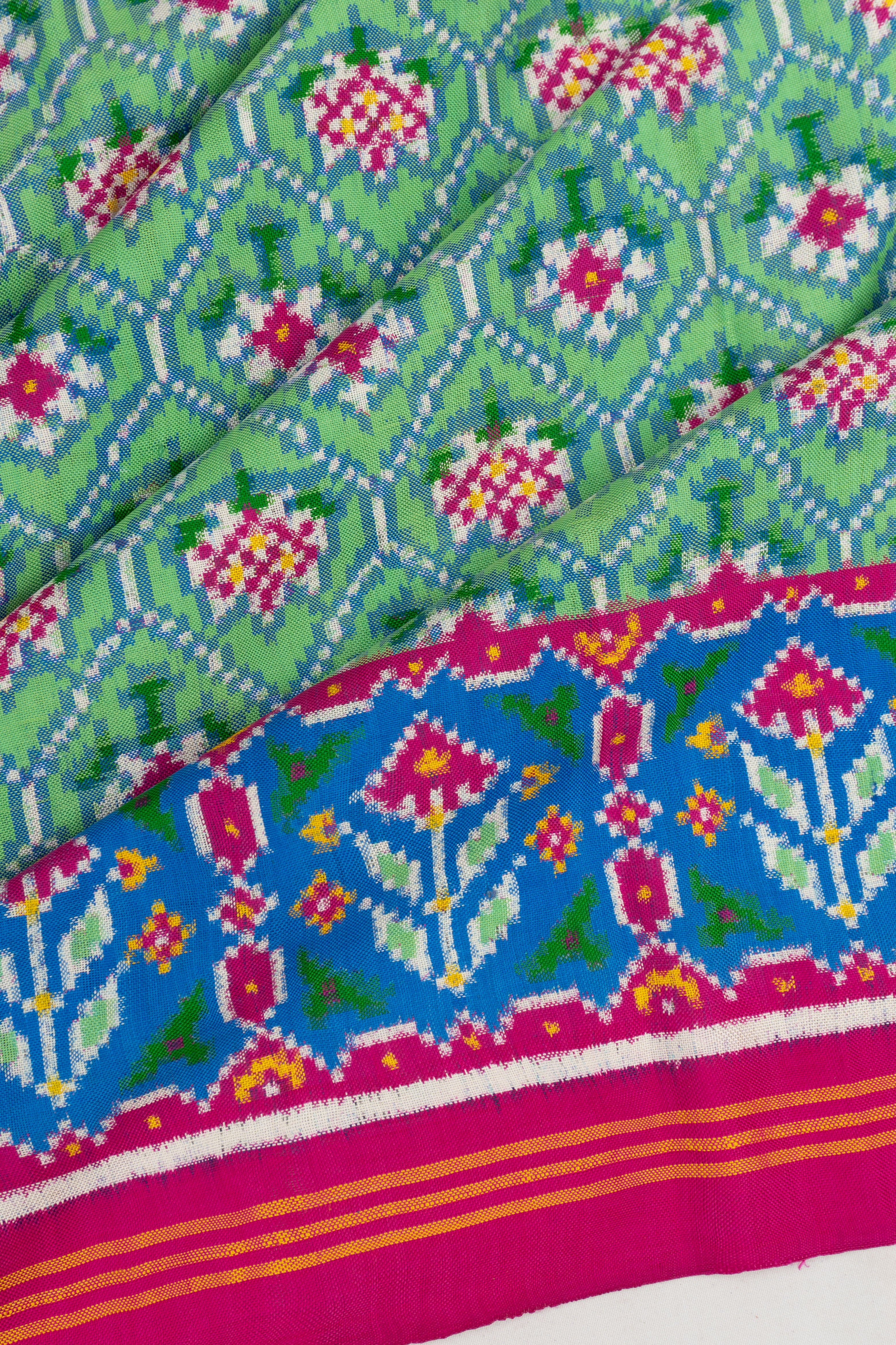 Patan Patola Silk Double Ikat Green Saree