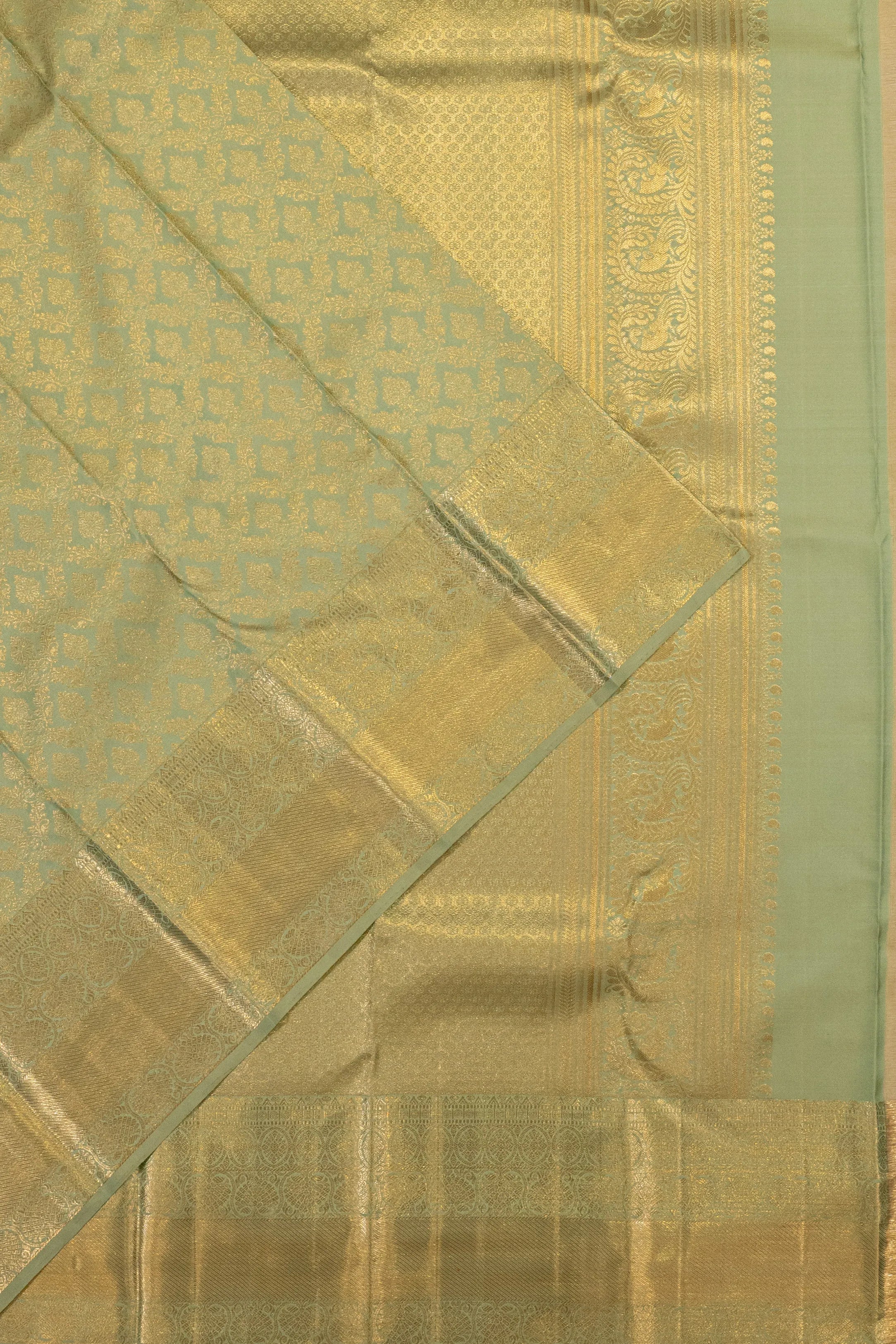 Kanchipuram Silk Brocade Pastel Green Saree