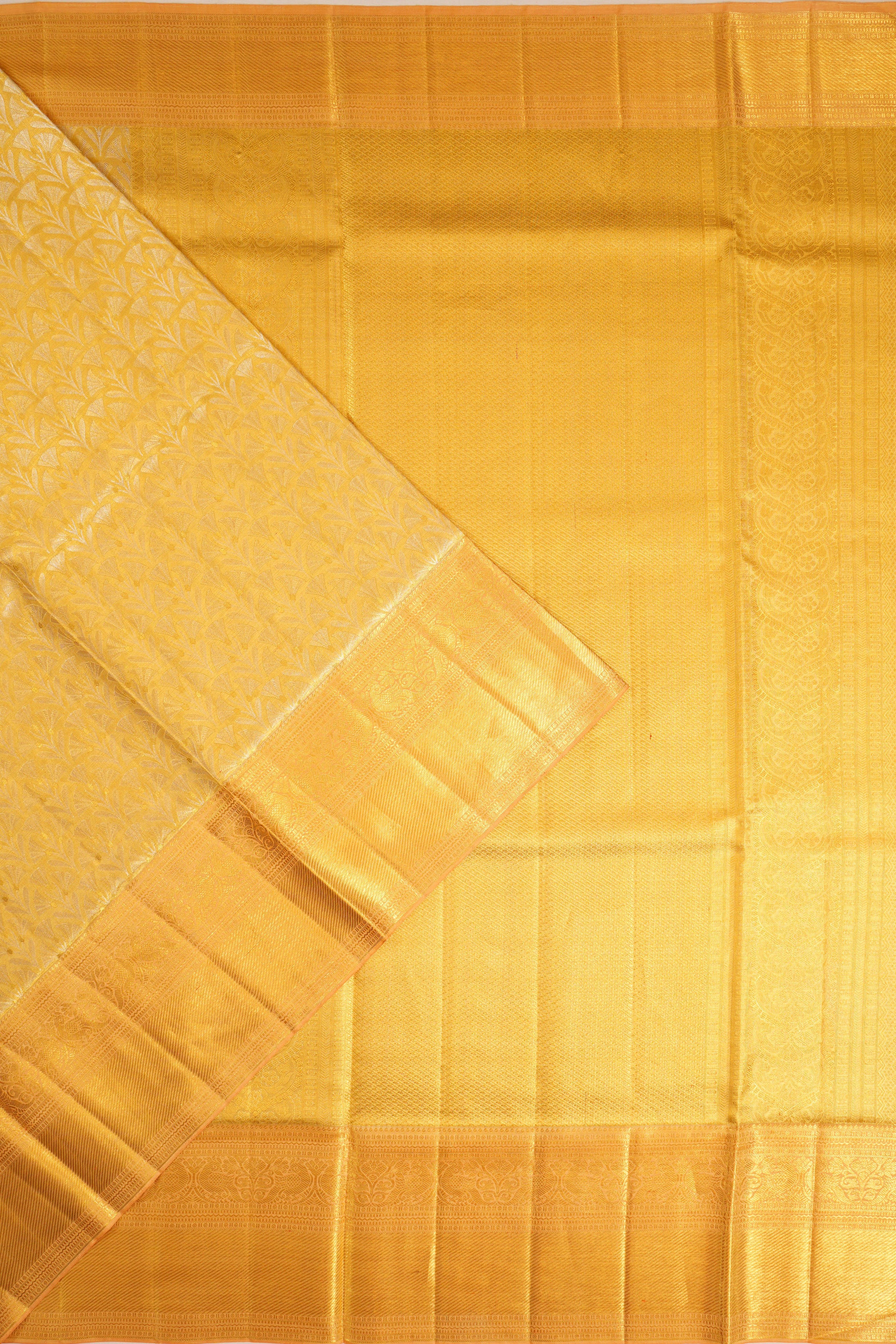 Kanchipuram Silk Tissue Brocade Gold Saree