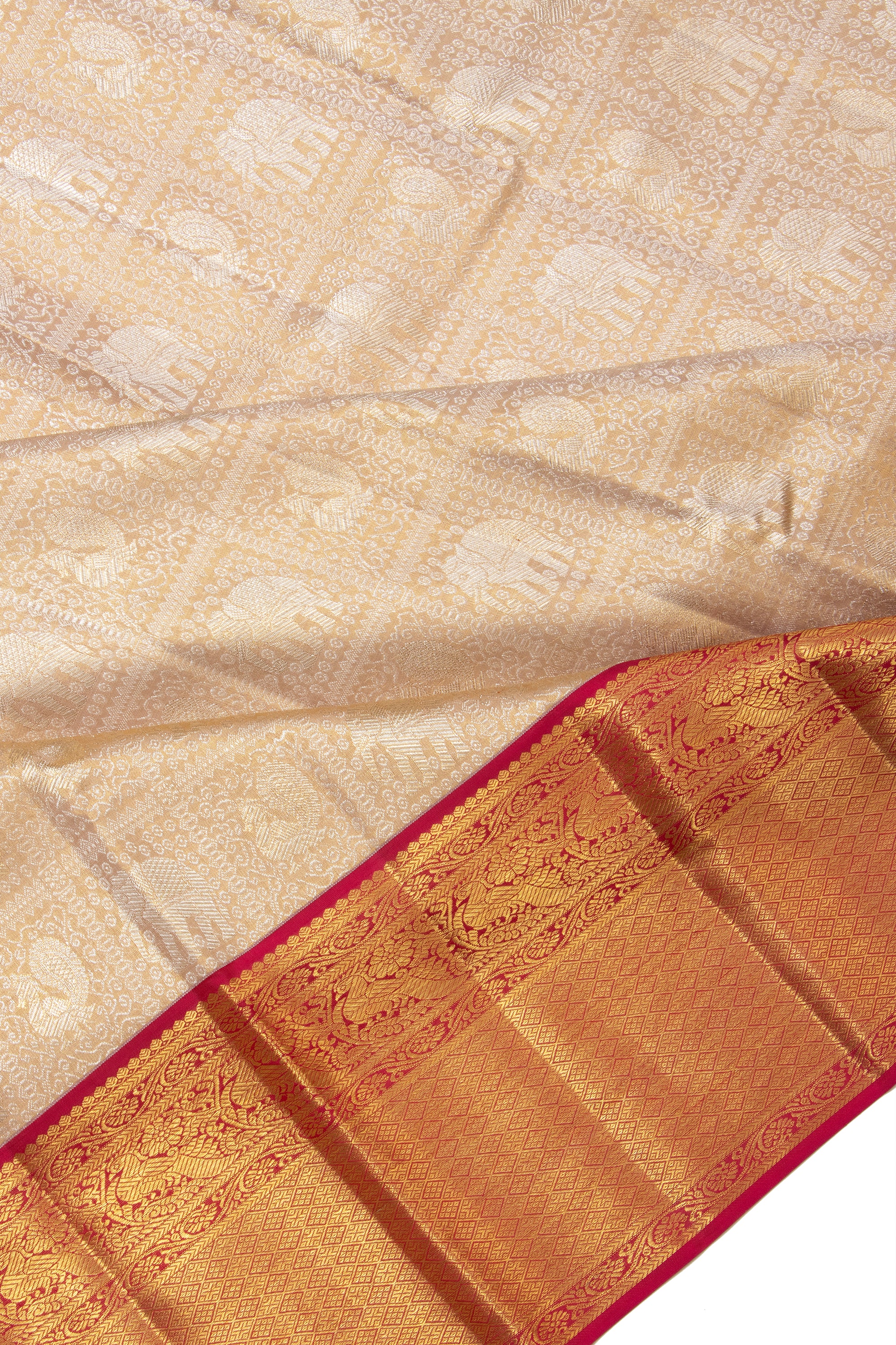 Kanchipuram Silk Tissue Brocade Gold Saree