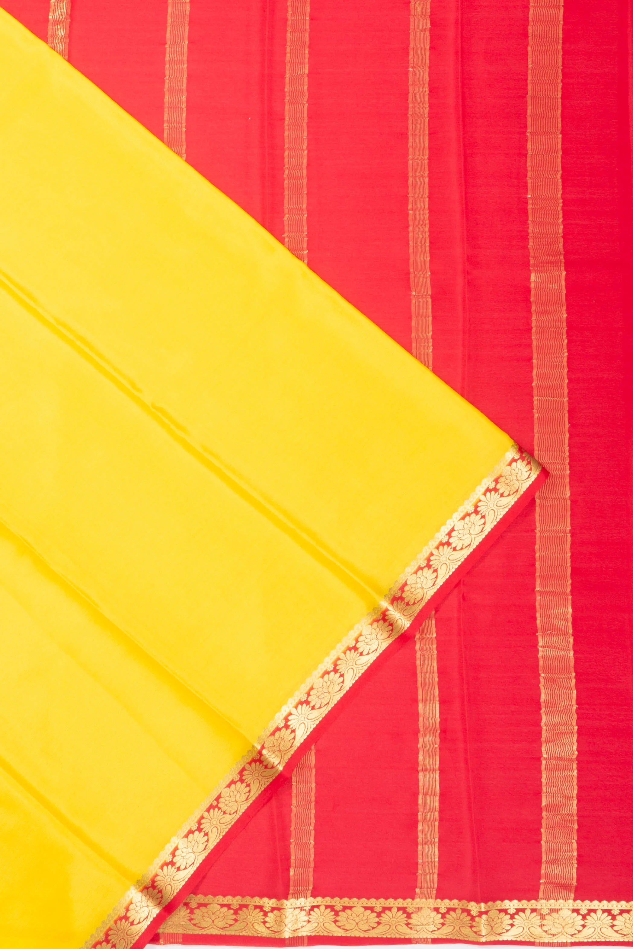 Mysore Silk Plain Yellow Saree