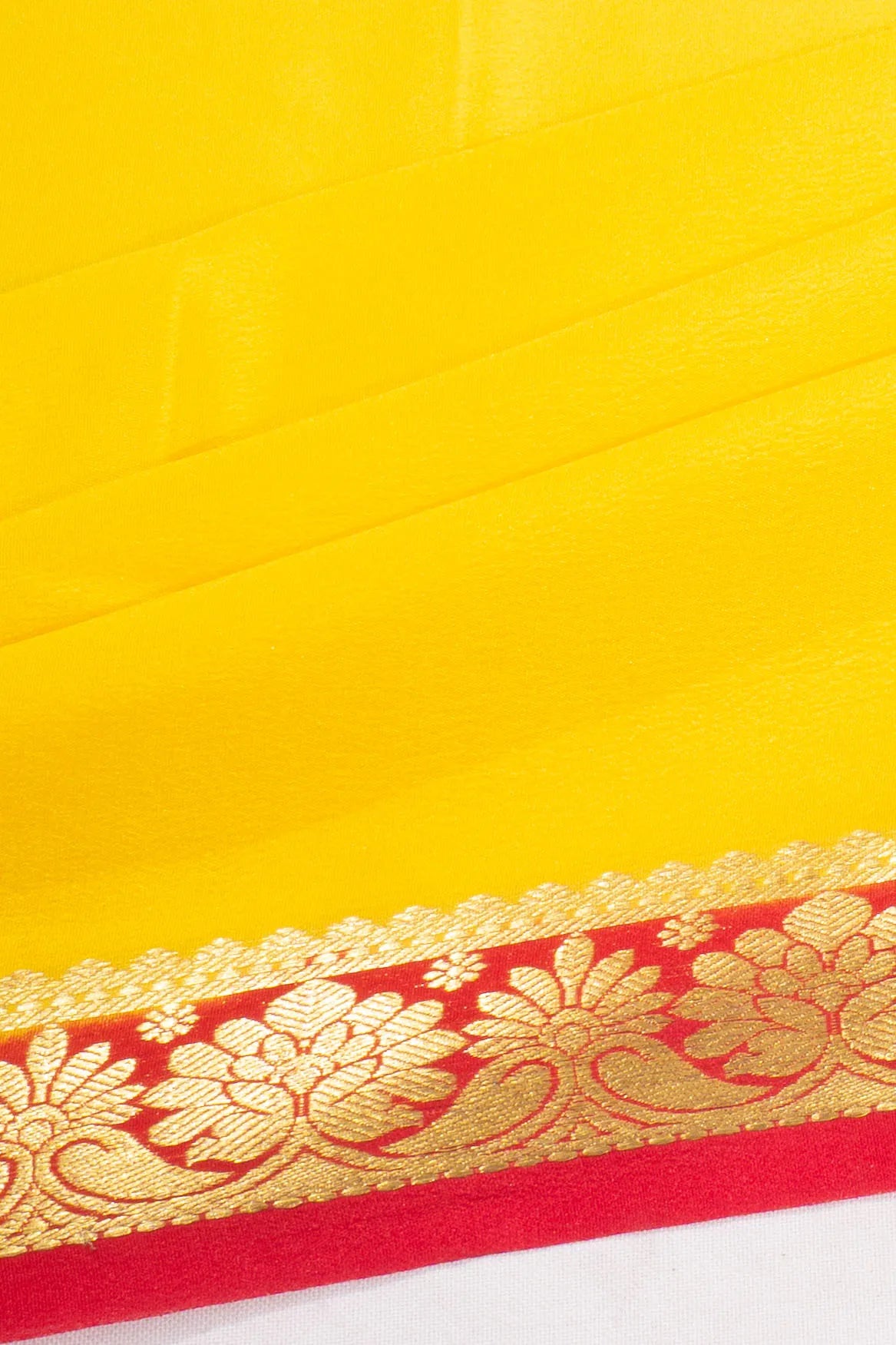 Mysore Silk Plain Yellow Saree