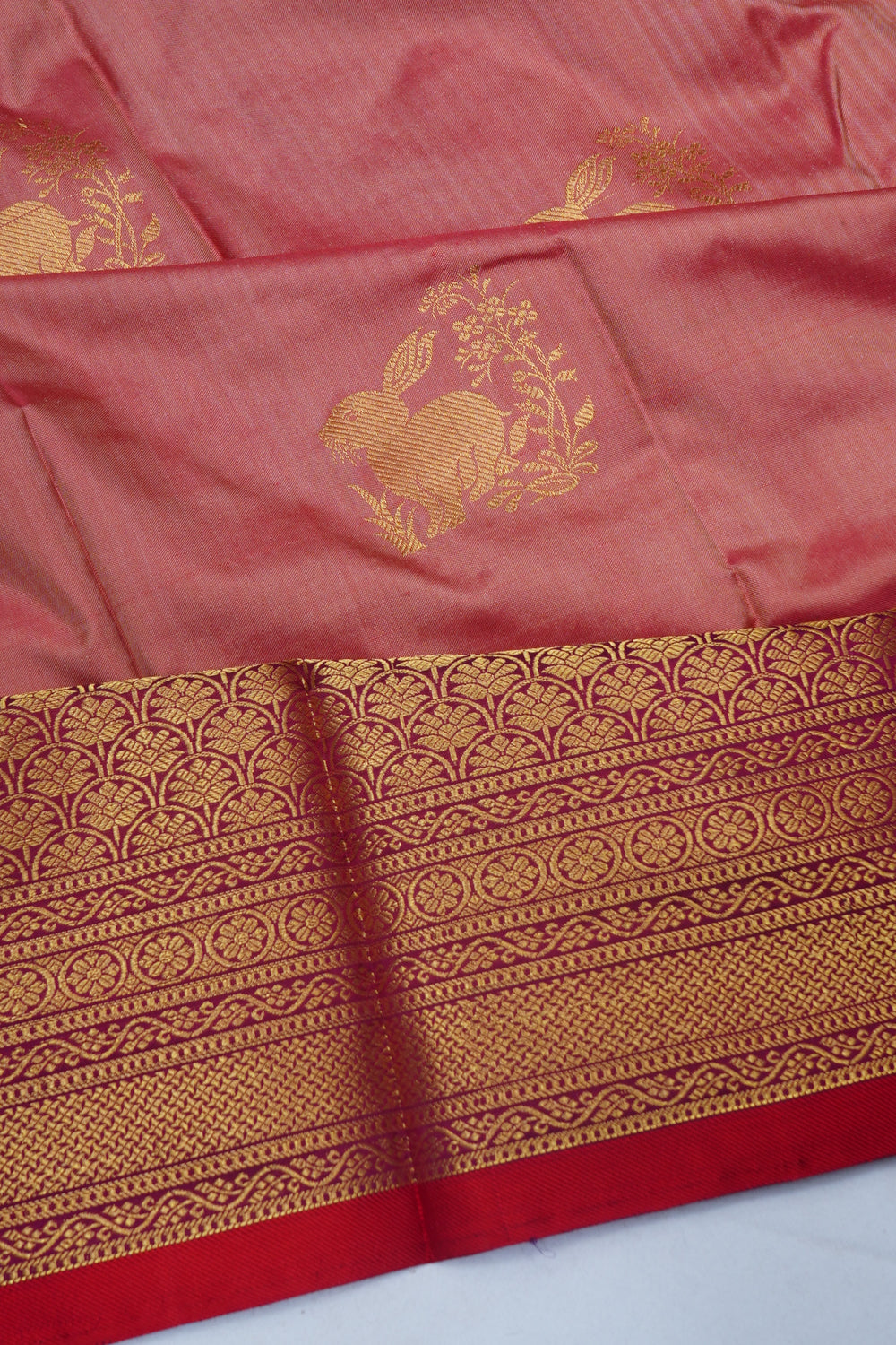 Kanchipuram Silk Butta Pink Saree With Ikat Blouse