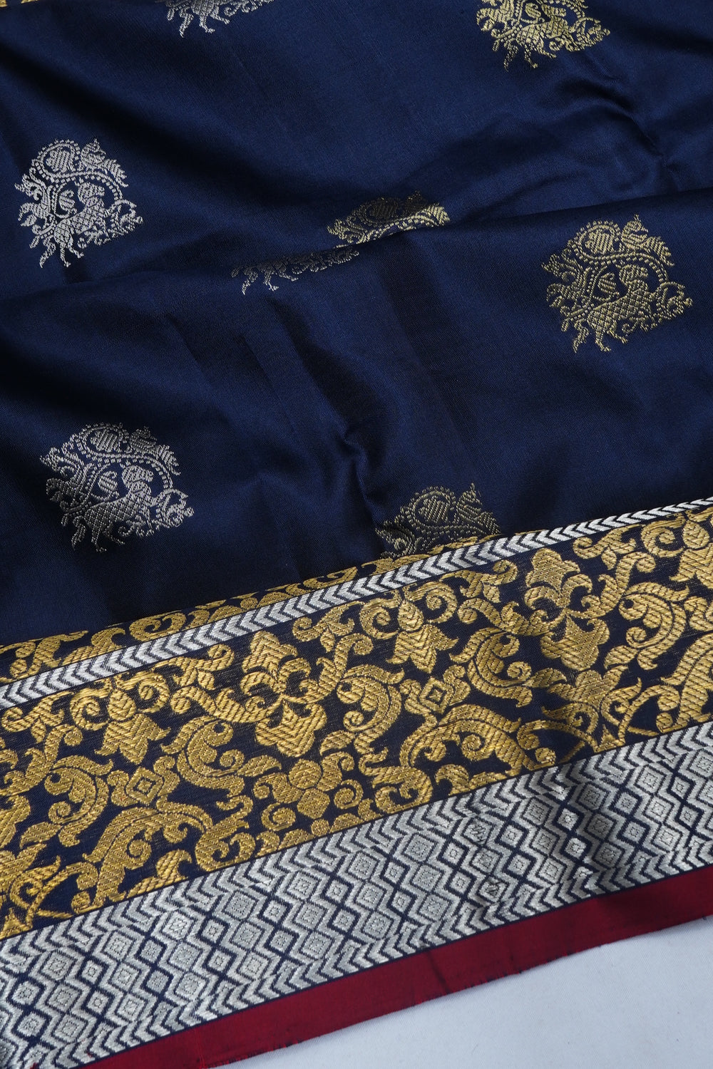 Kanchipuram Silk Butta Dark Blue Saree