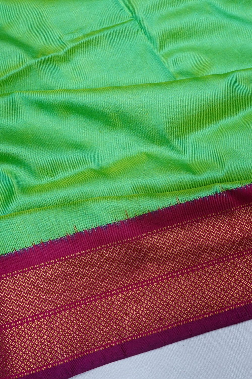Kanchipuram Silk Twill Butta Green Saree With Ikat Blouse