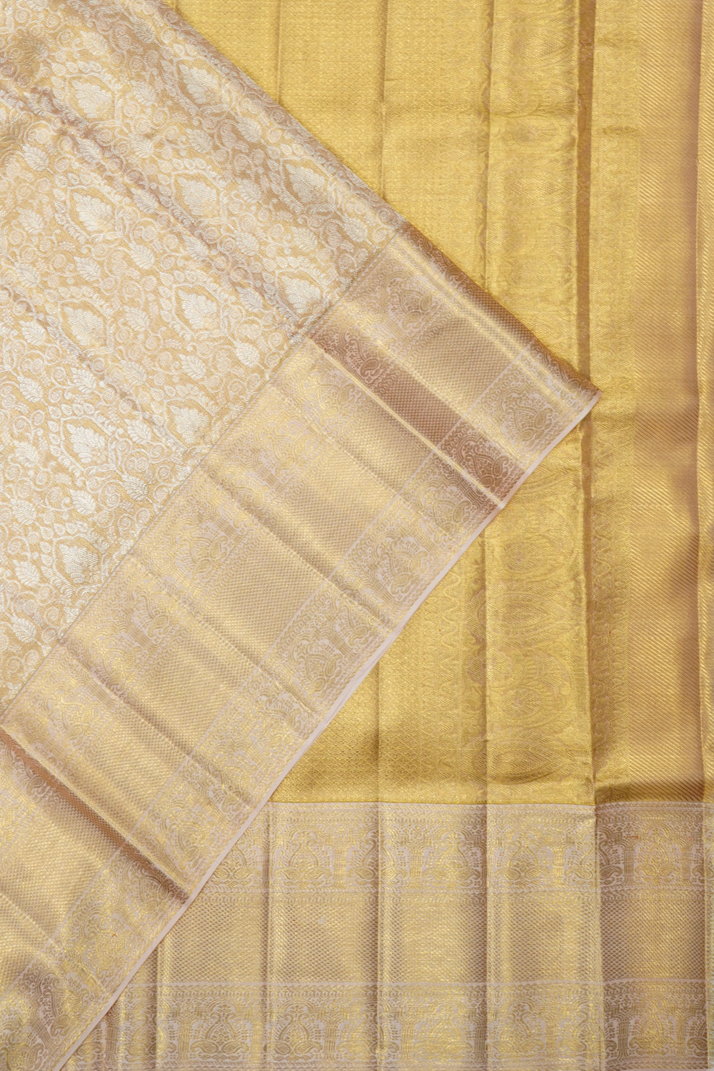 Kanchipuram Silk Tissue Brocade Gold Saree
