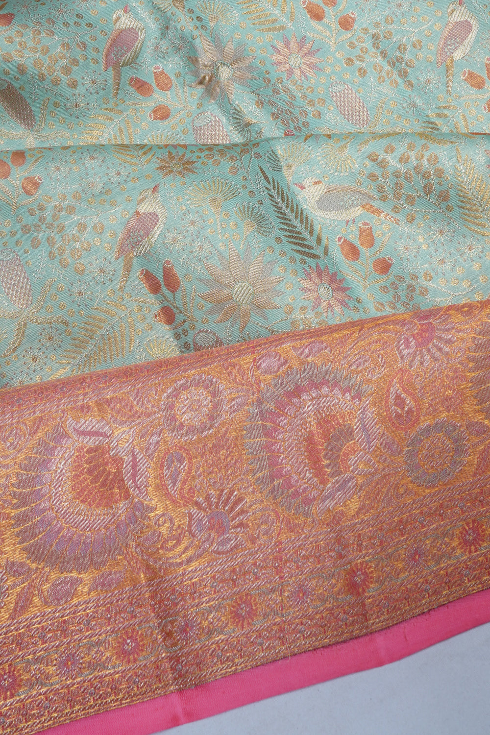 Kanchipuram Silk Brocade Sky Blue Saree