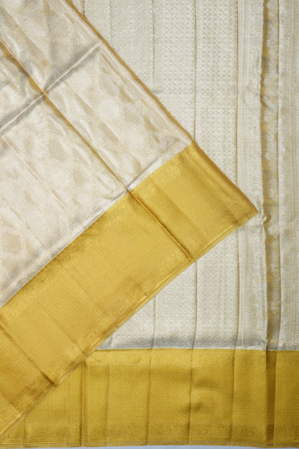 Kanchipuram Silk Tissue Brocade Silver Saree