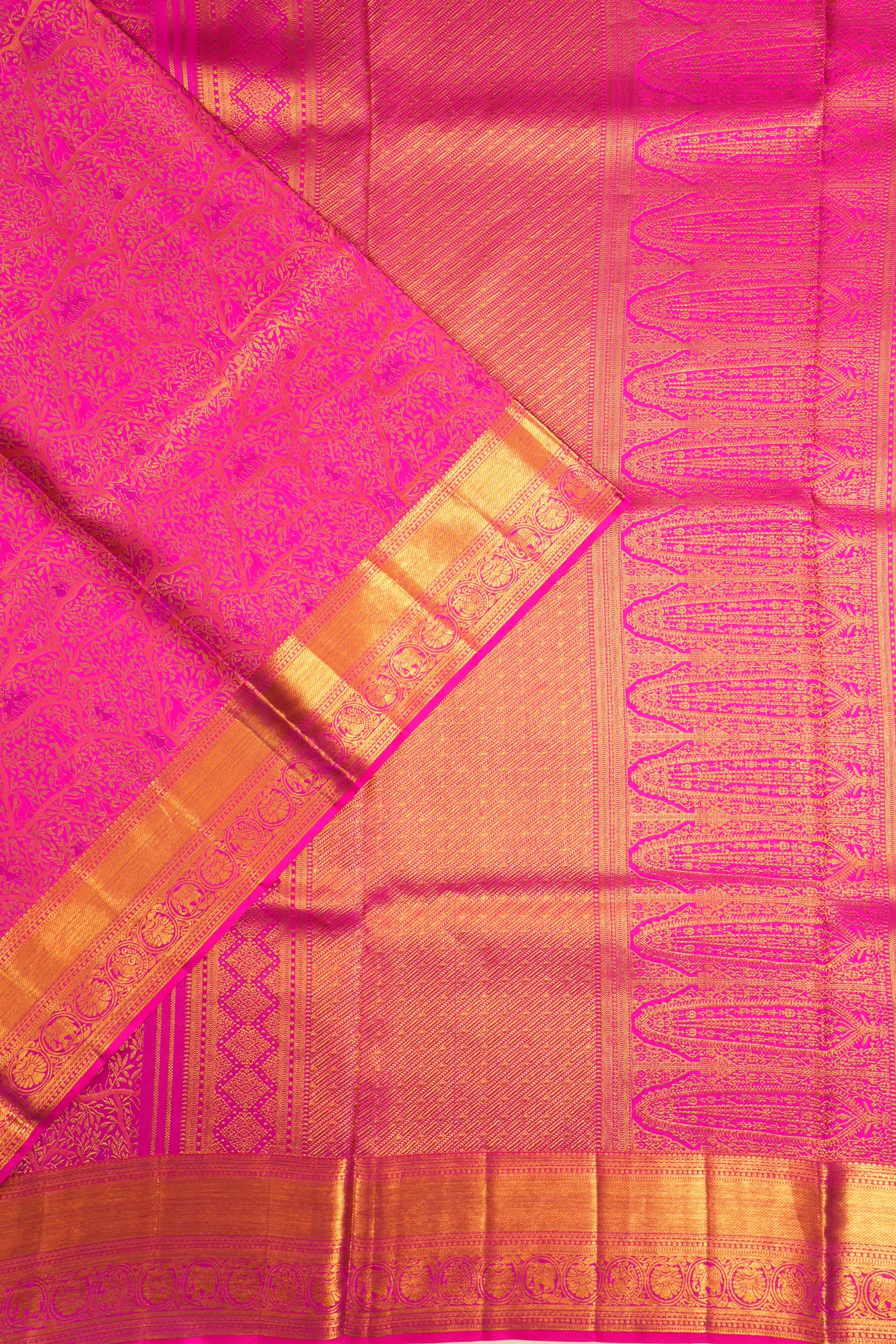Kanchipuram Silk Brocade Pink Saree