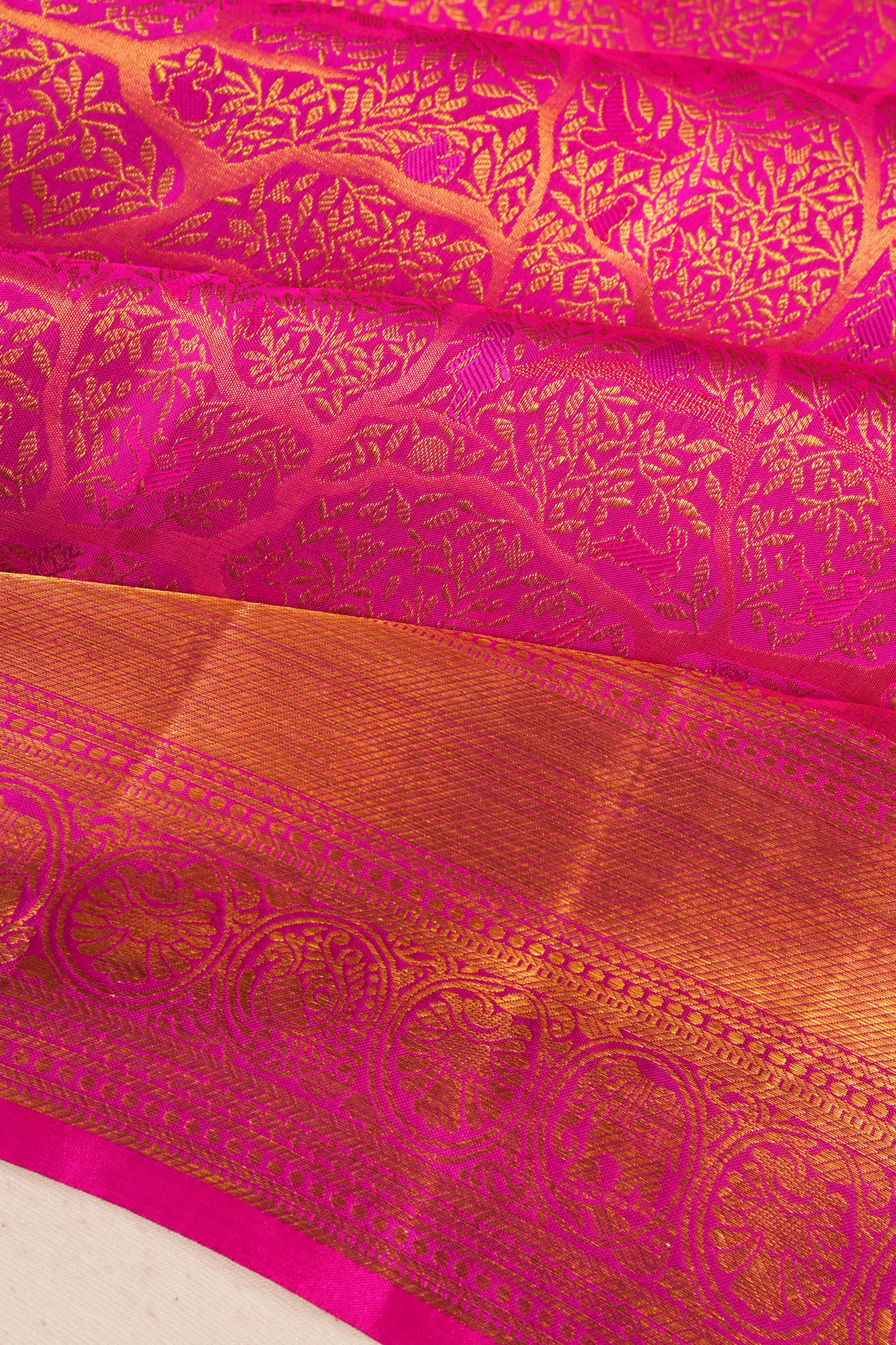 Kanchipuram Silk Brocade Pink Saree