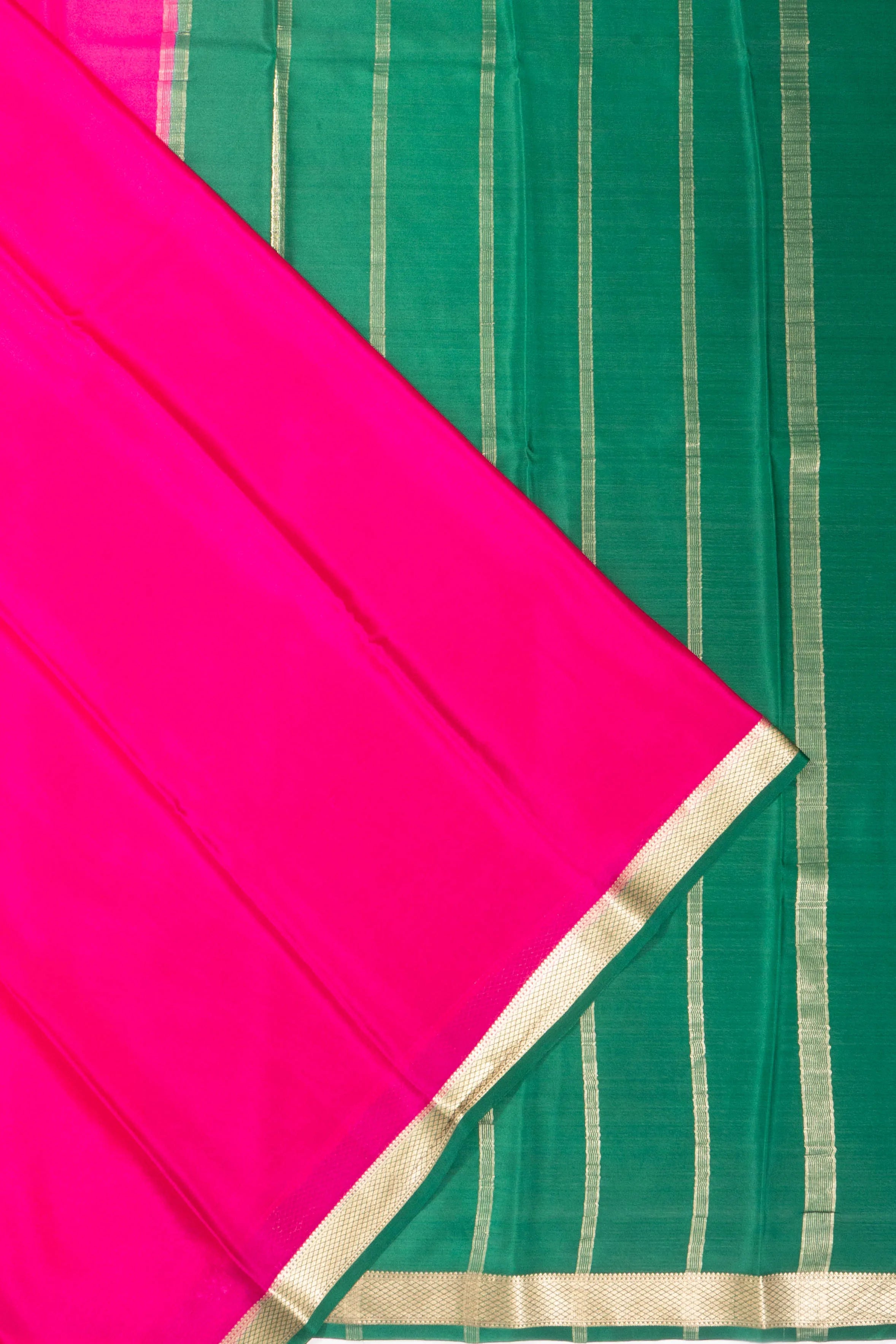 Mysore Silk Plain Rani Pink Saree