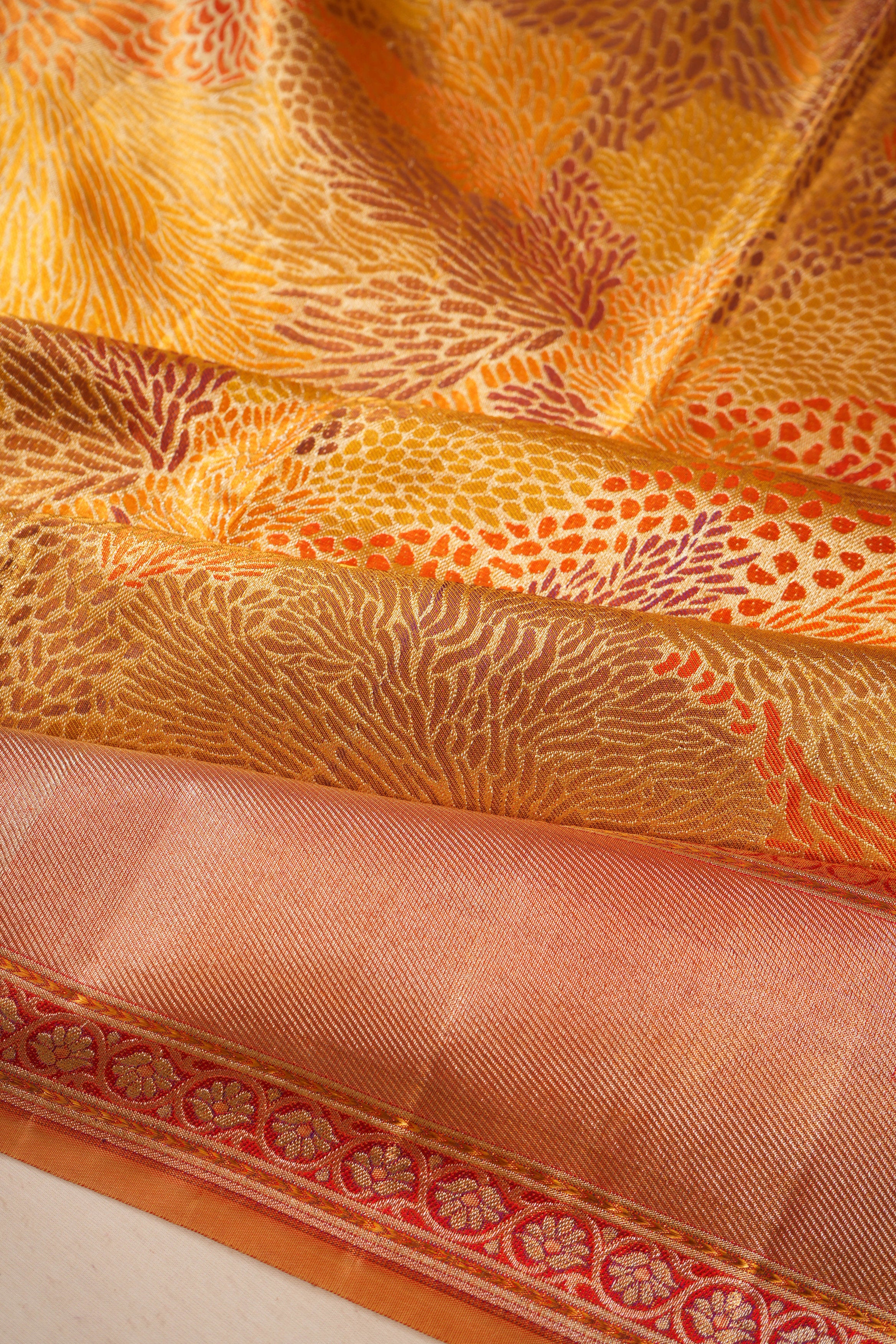 Kanchipuram Silk Tissue Brocade Gold Saree
