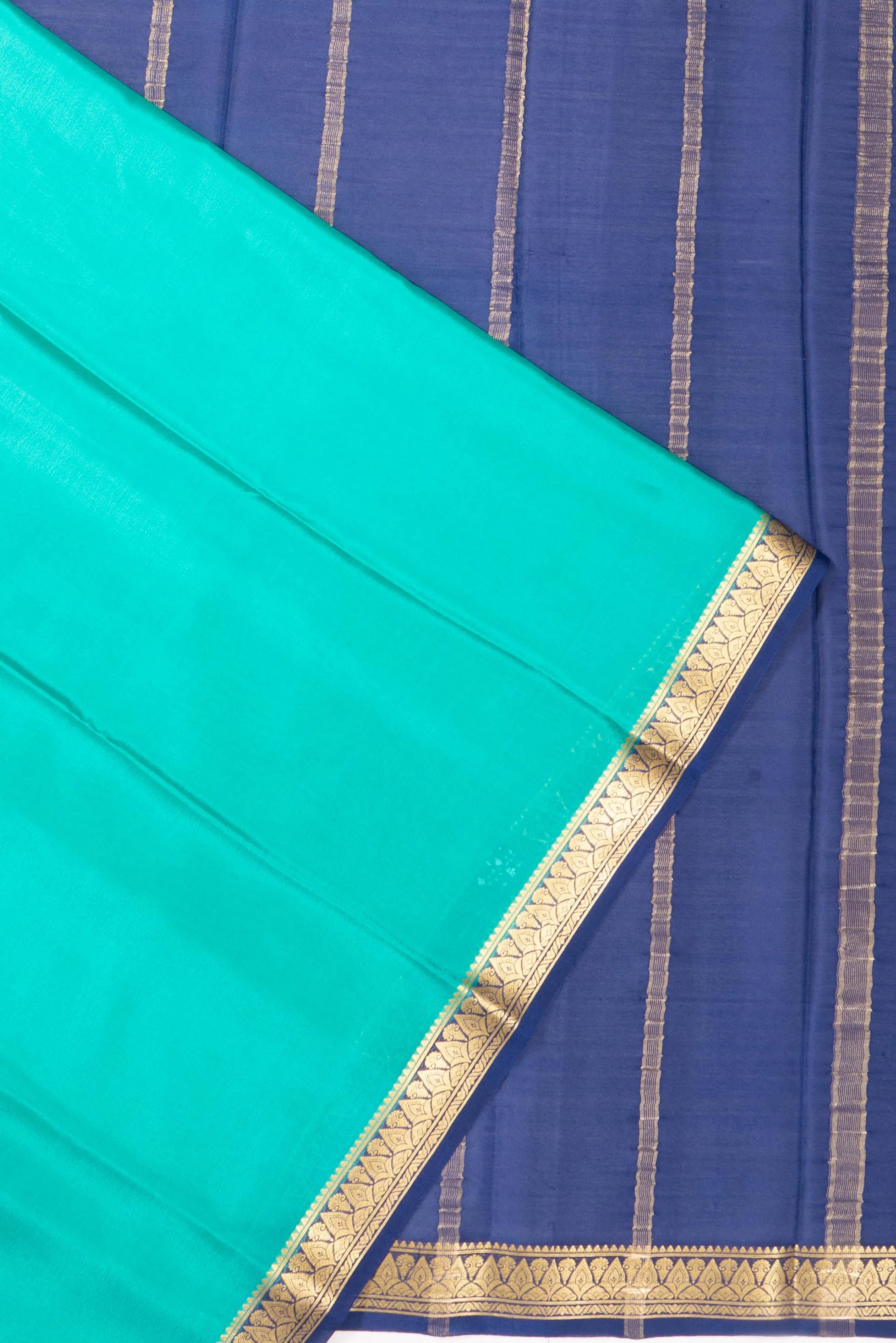 Mysore Silk Plain Sea Green Saree