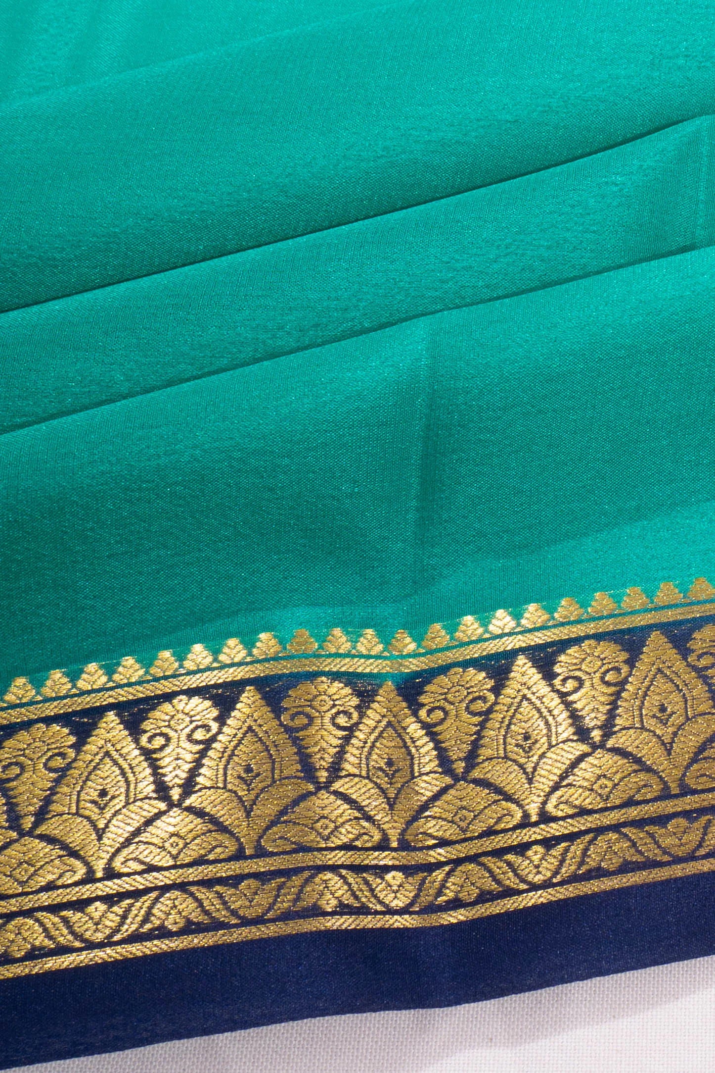 Mysore Silk Plain Sea Green Saree