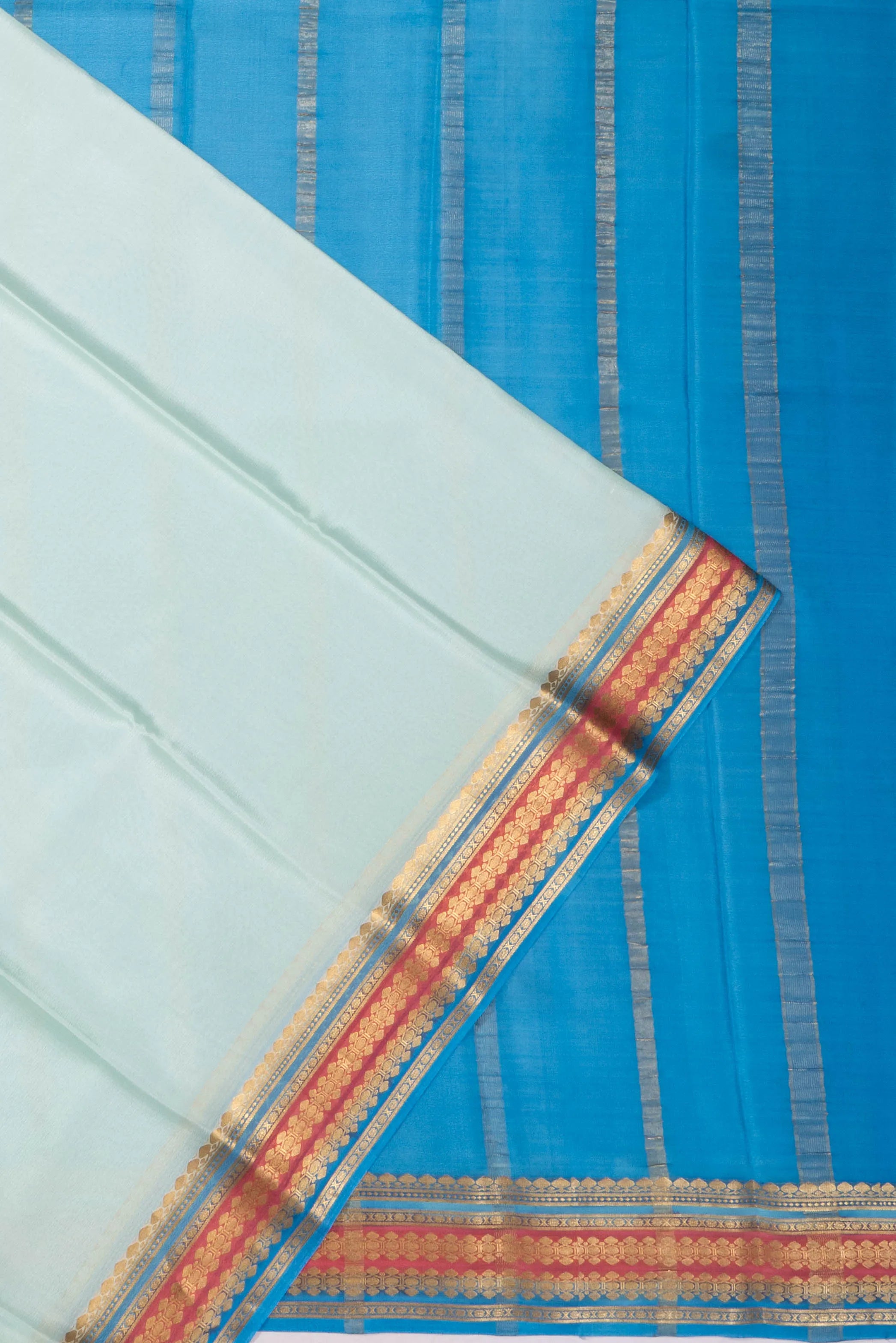 Mysore Silk Plain Pastel Blue Saree