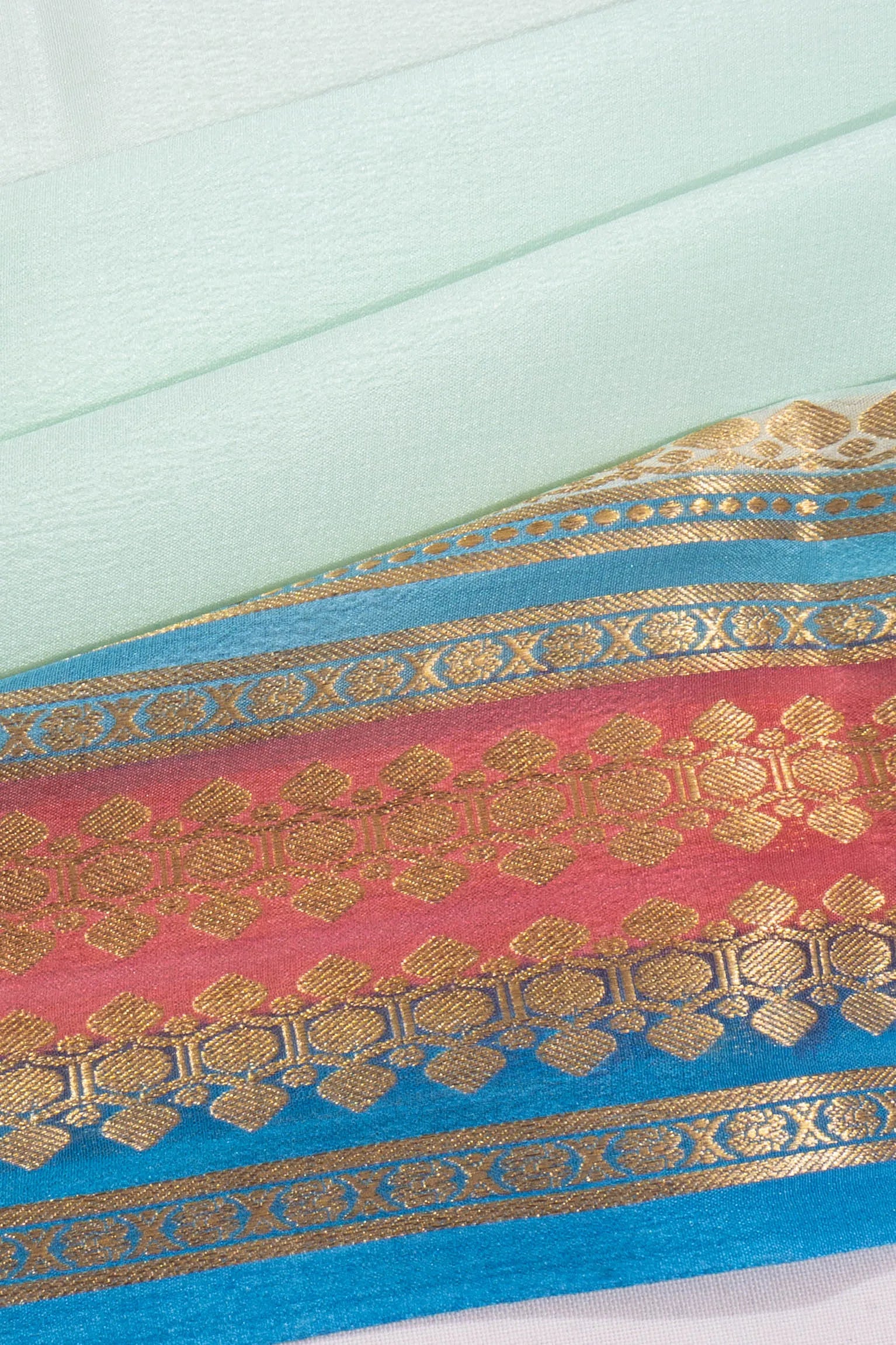 Mysore Silk Plain Pastel Blue Saree