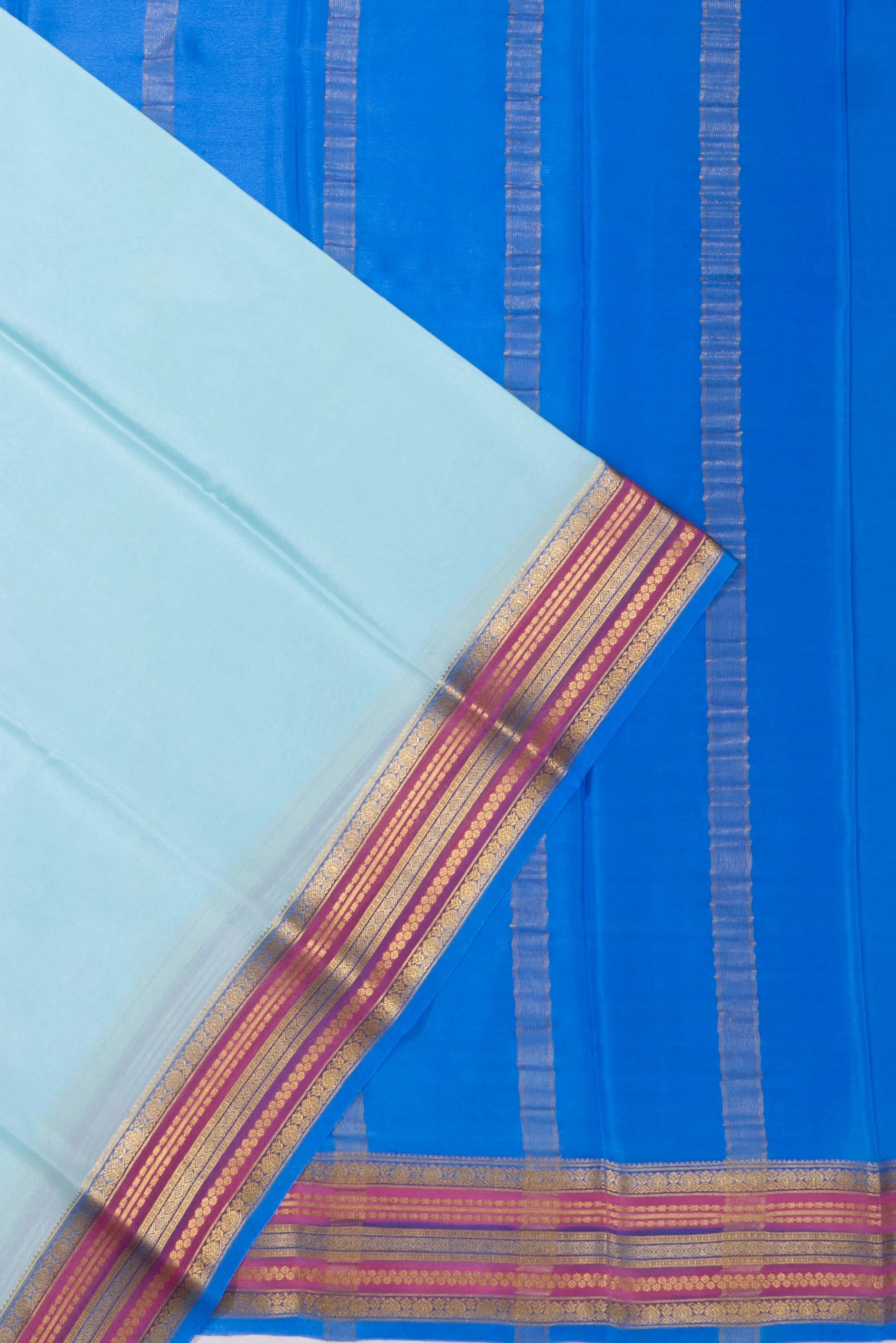 Mysore Silk Plain Sky Blue Saree