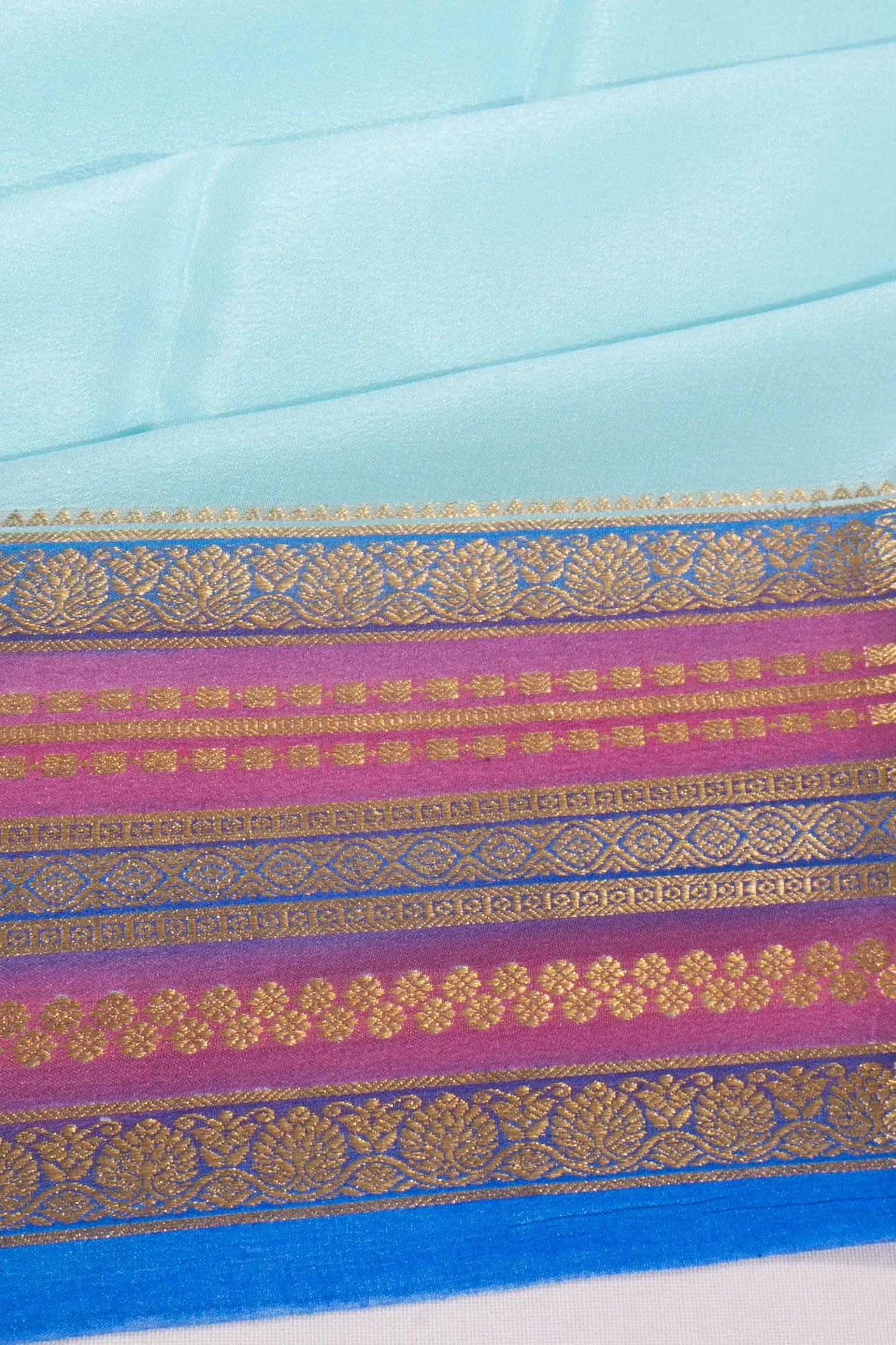 Mysore Silk Plain Sky Blue Saree