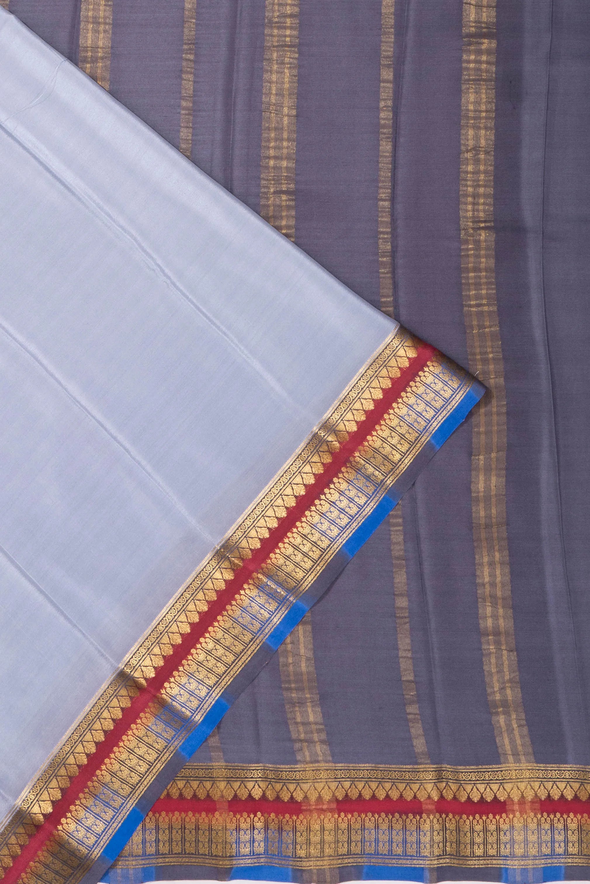Mysore Silk Plain Pastel Blue Saree