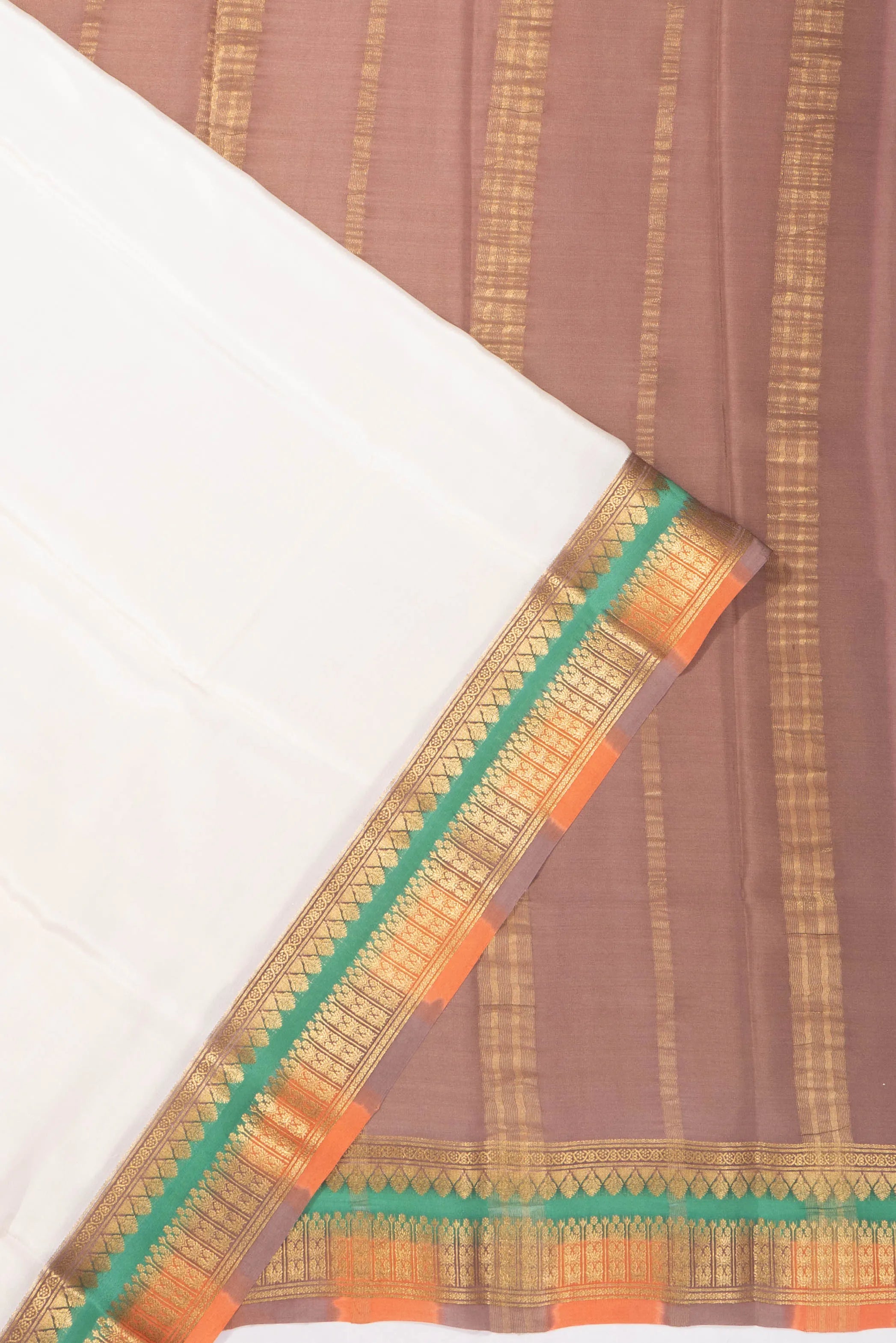 Mysore Silk Plain White Saree