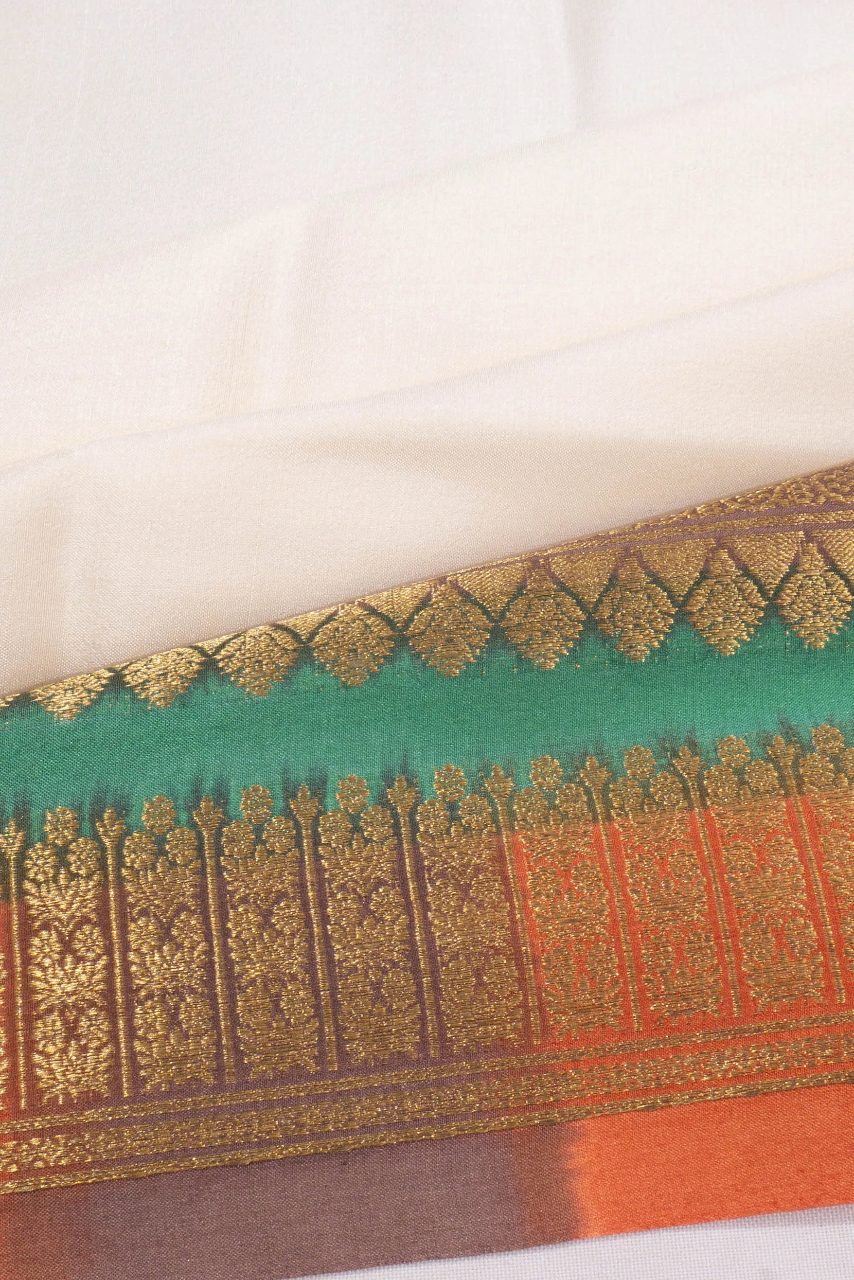 Mysore Silk Plain White Saree