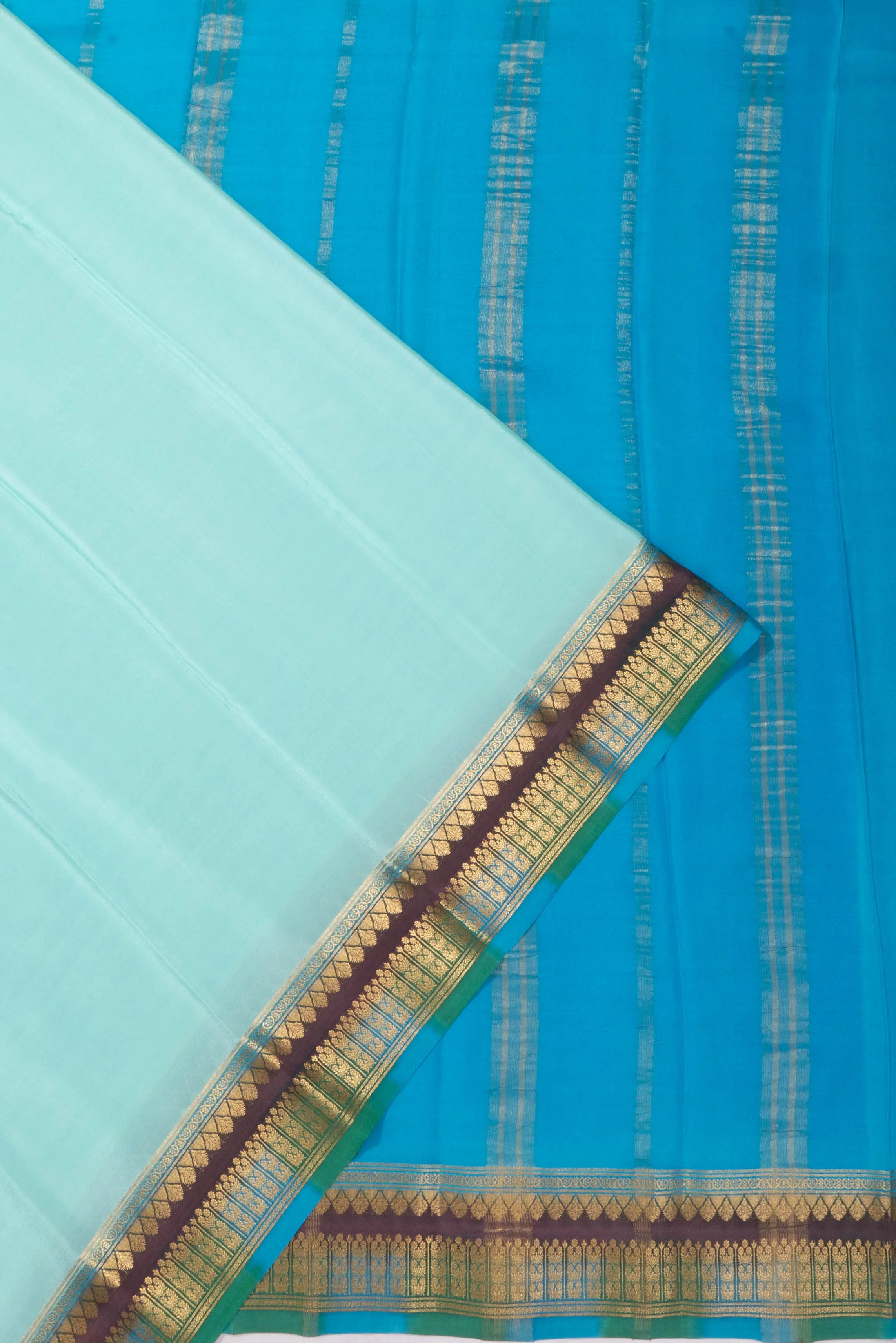 Mysore Silk Plain Sea Green Saree