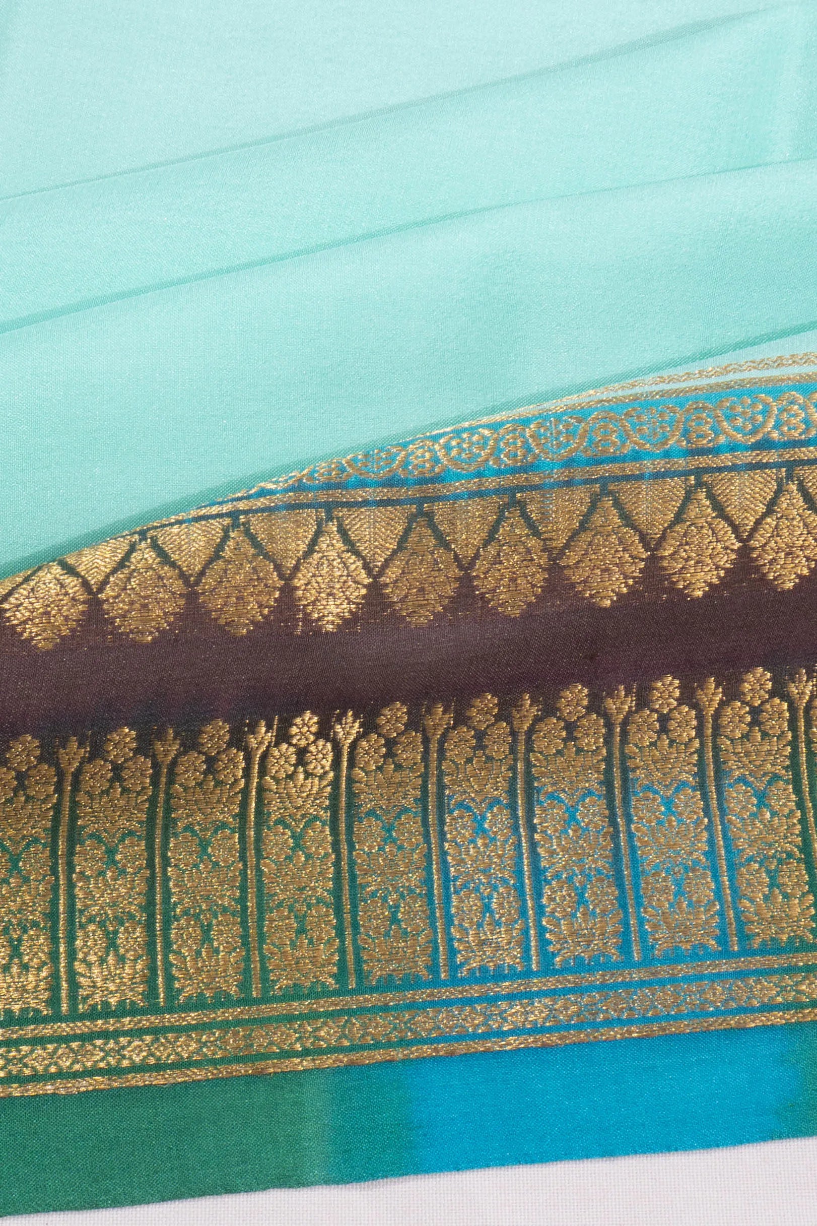 Mysore Silk Plain Sea Green Saree