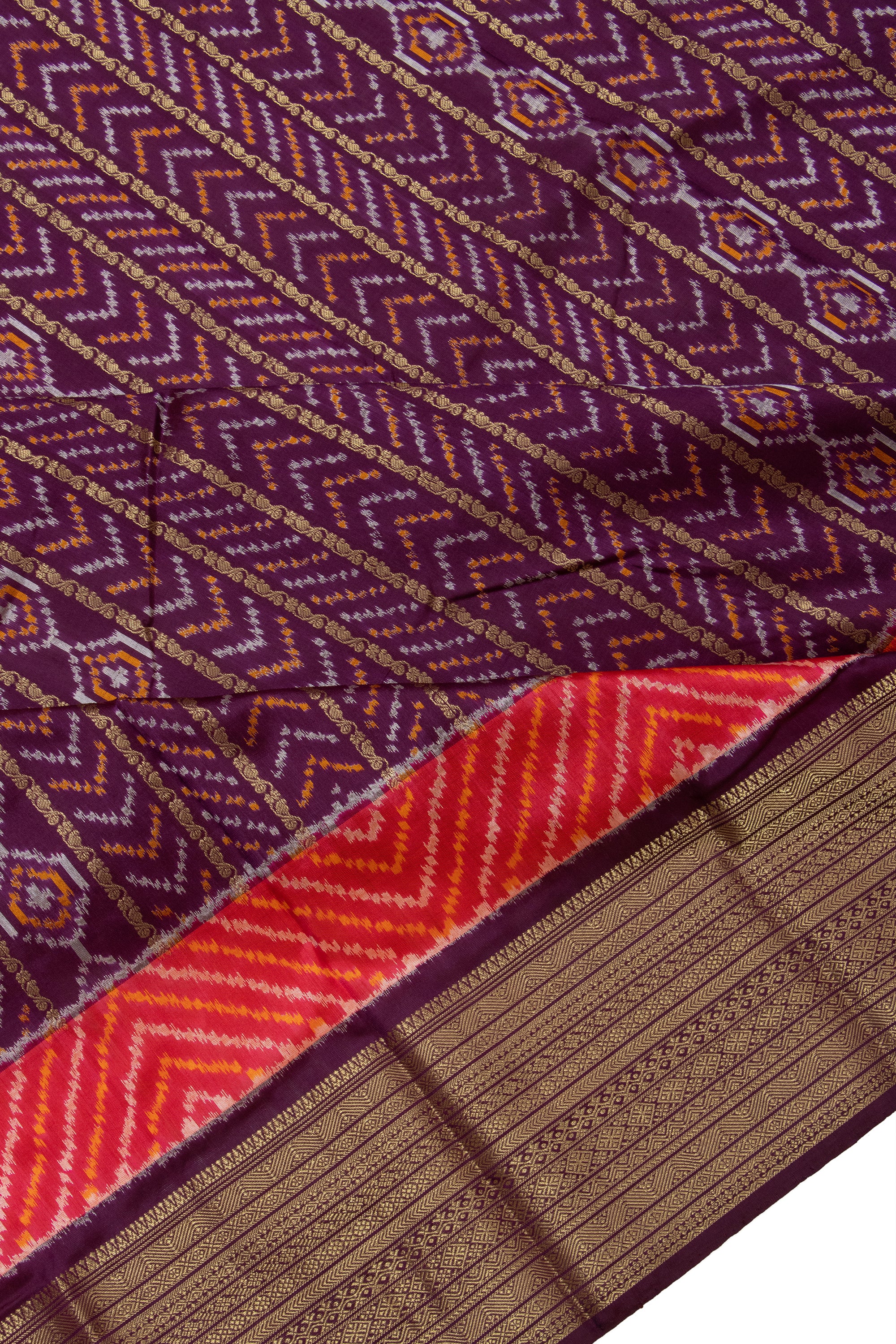Kanchipuram Silk Ikat Brocade Purple Saree