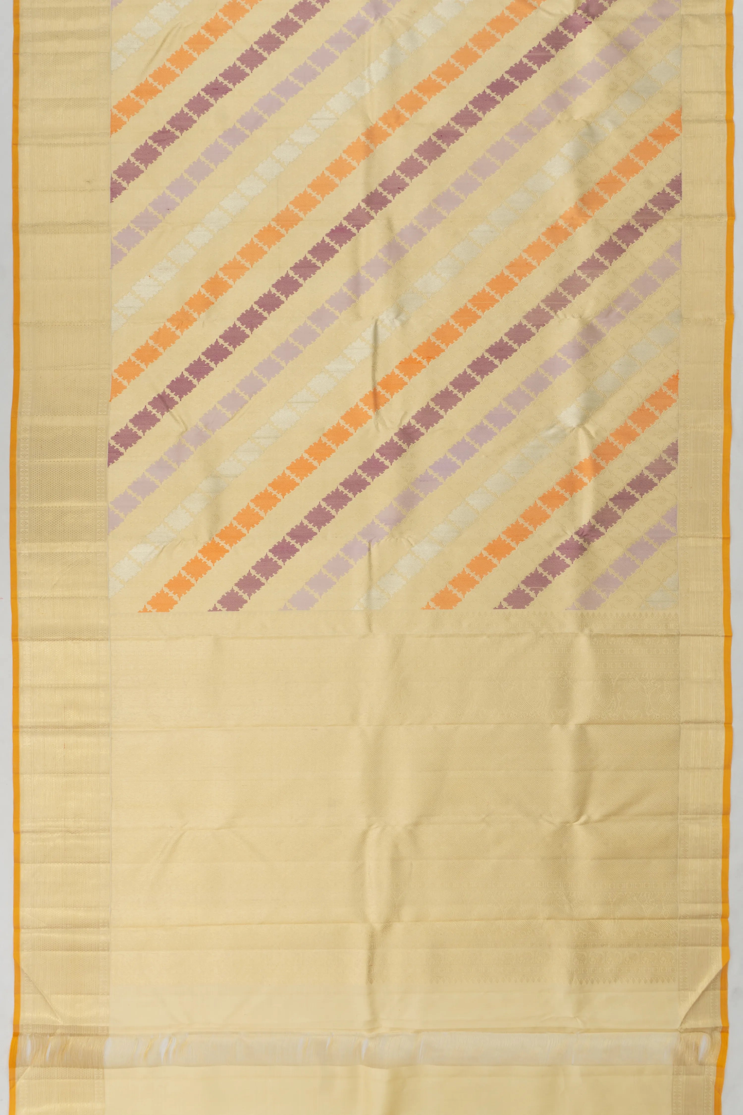 Kanchipuram Silk Tissue Brocade Cream Saree