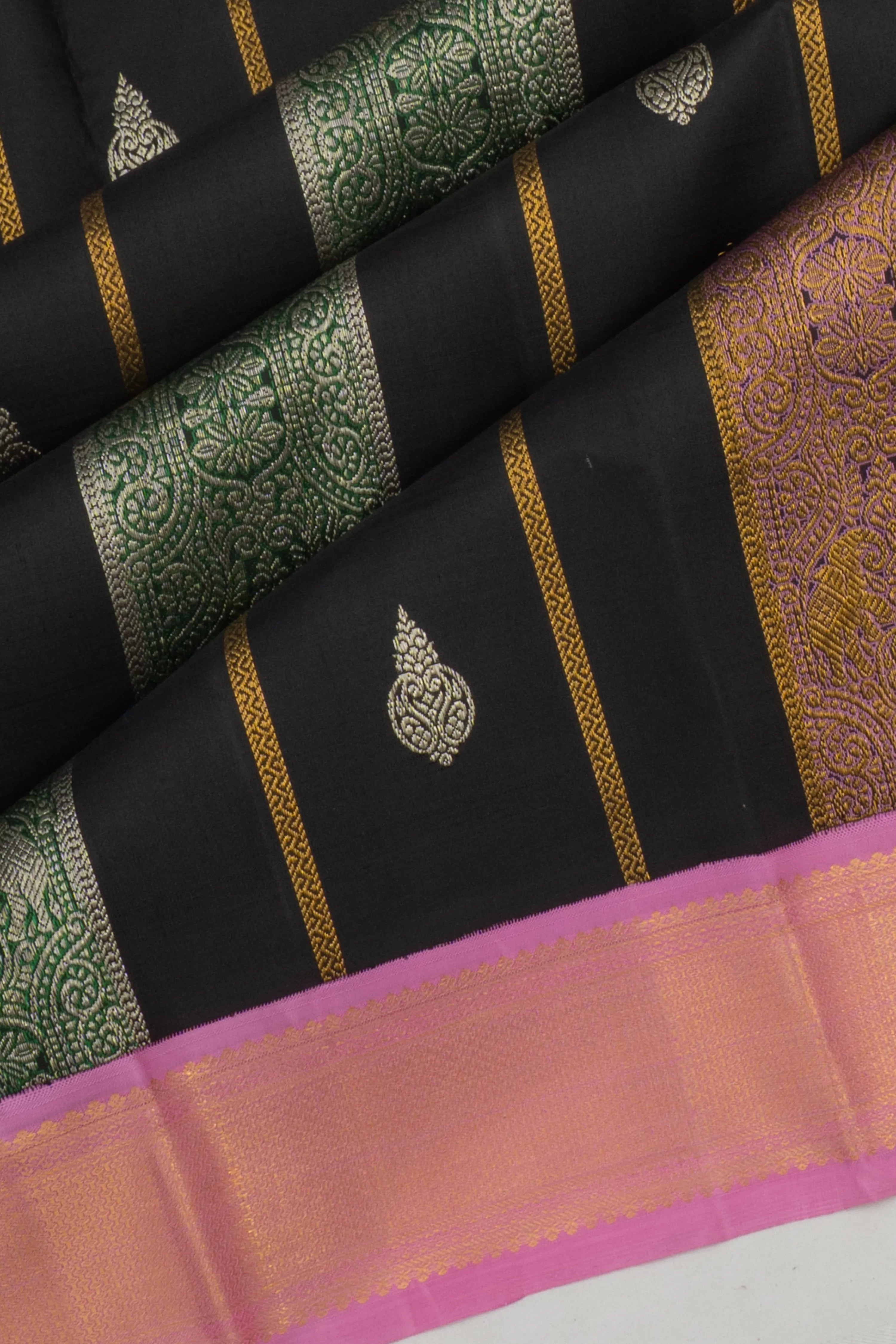 Classic Kanchipuram Silk Brocade Black Saree