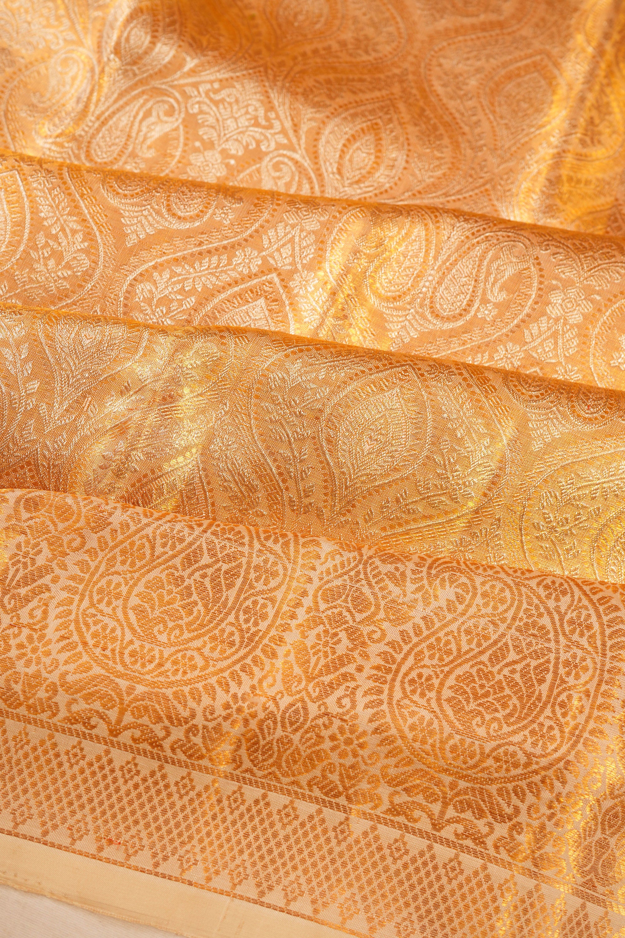 Kanchipuram Silk Tissue Brocade Gold Saree