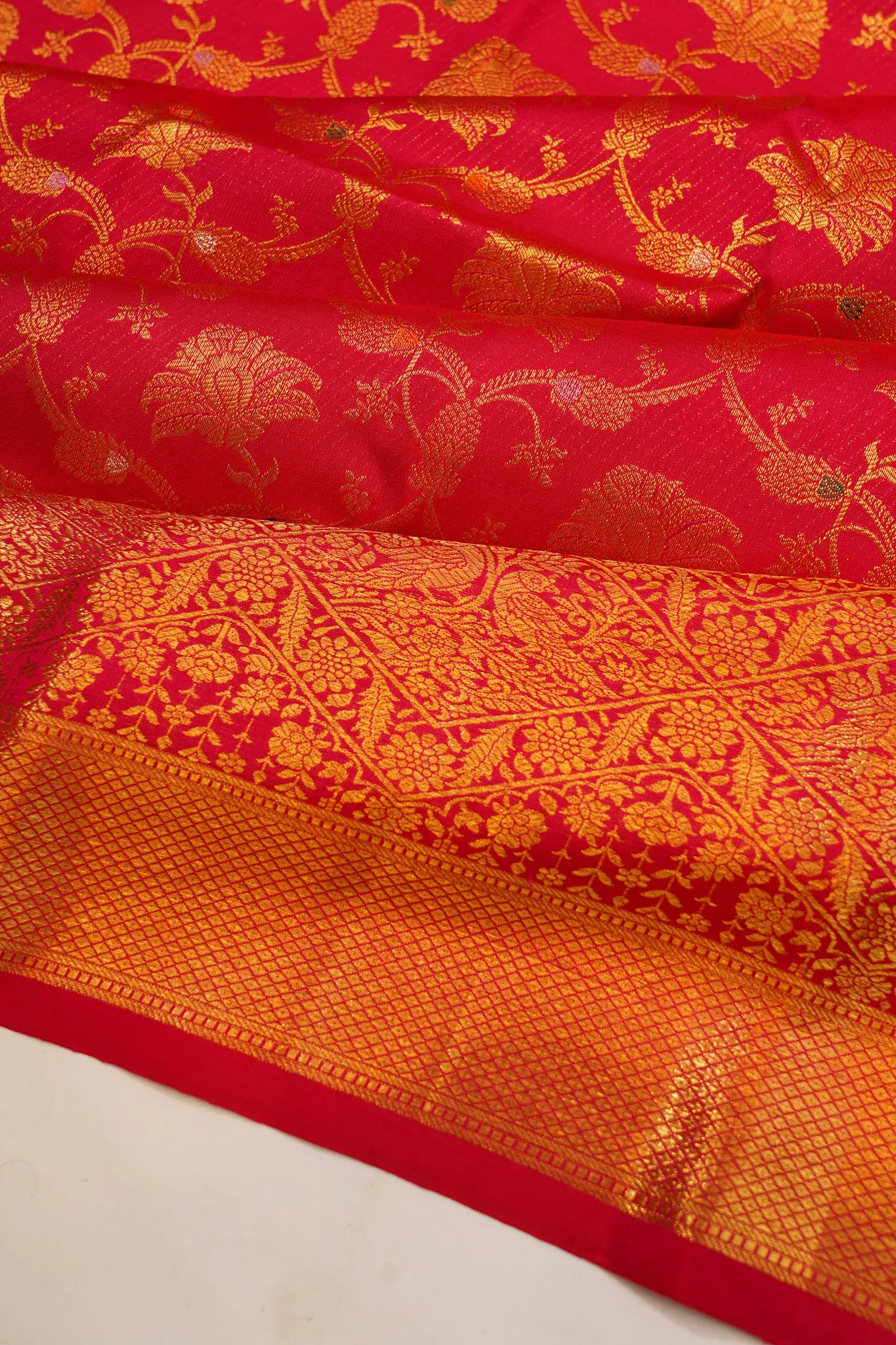 Kanchipuram Silk Jaal Red Saree