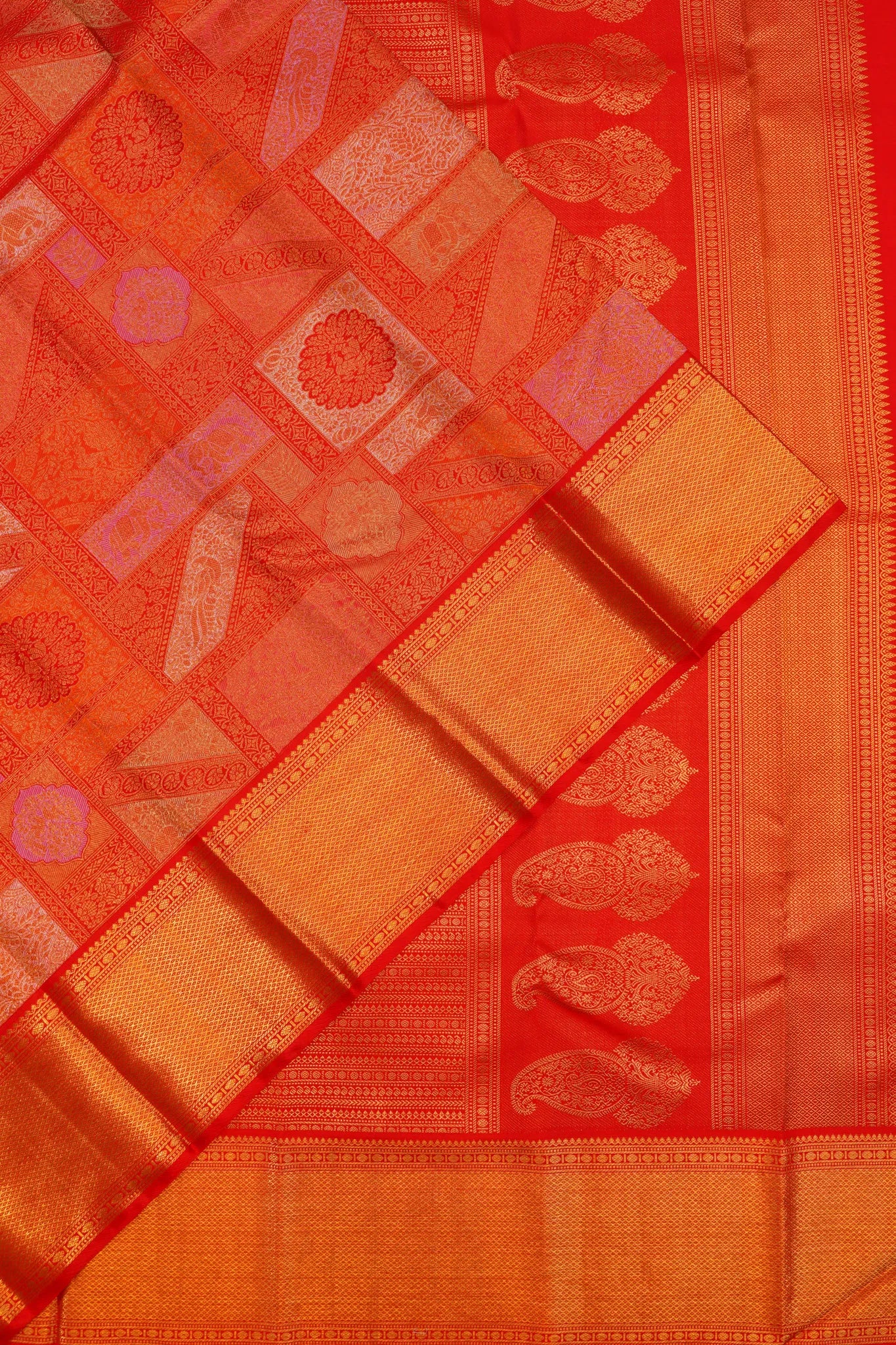 Kanchipuram Silk Brocade Red Saree