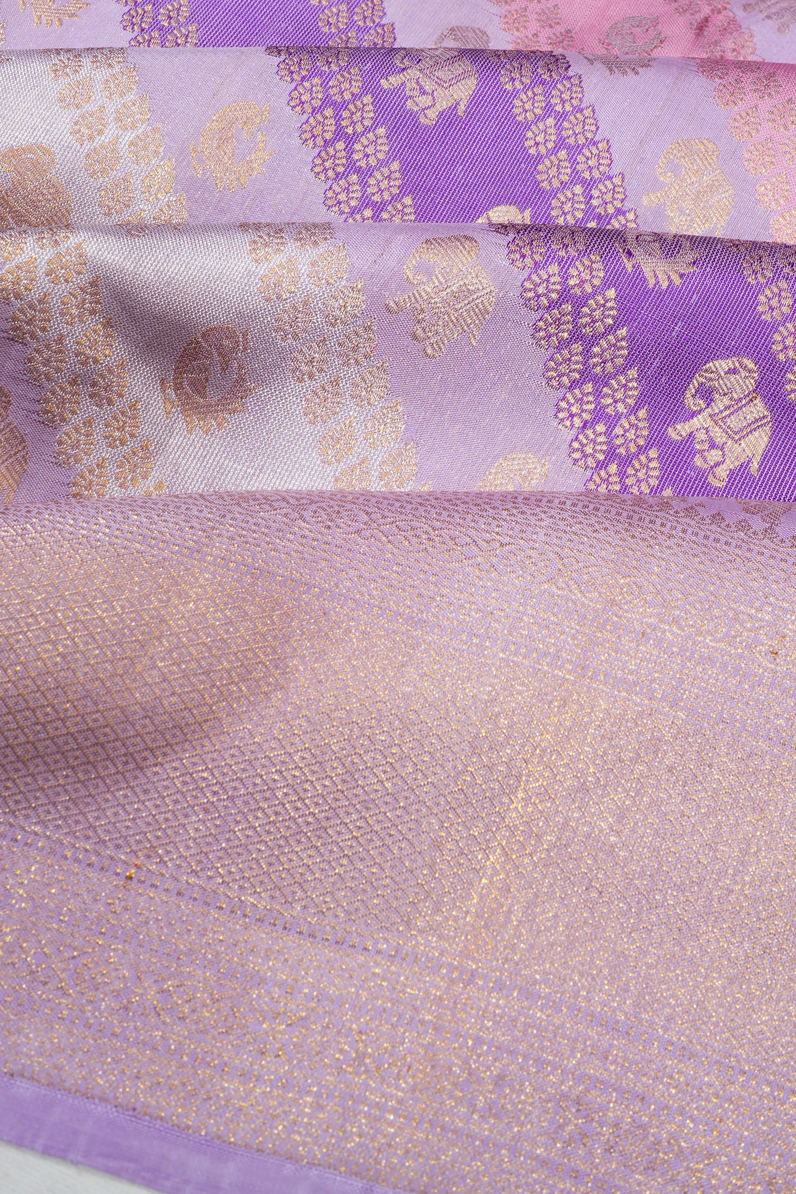 Kanchipuram Silk Brocade Rangkat Inspired Violet Saree