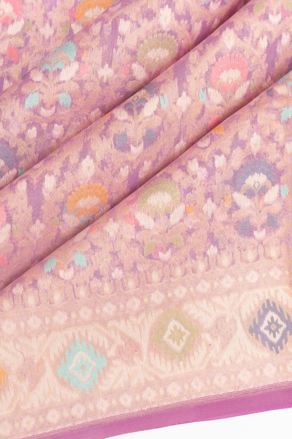 Banarasi Cotton Jaal Lavender Saree