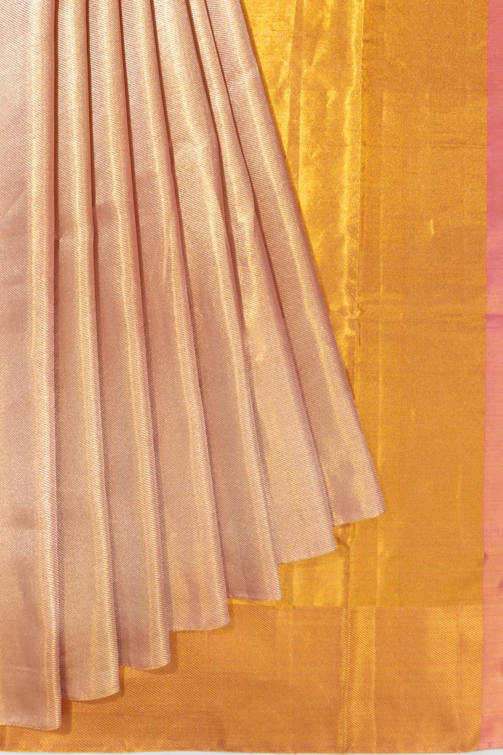 Kanchipuram Silk Tissue Diagonal Lines Gold Saree