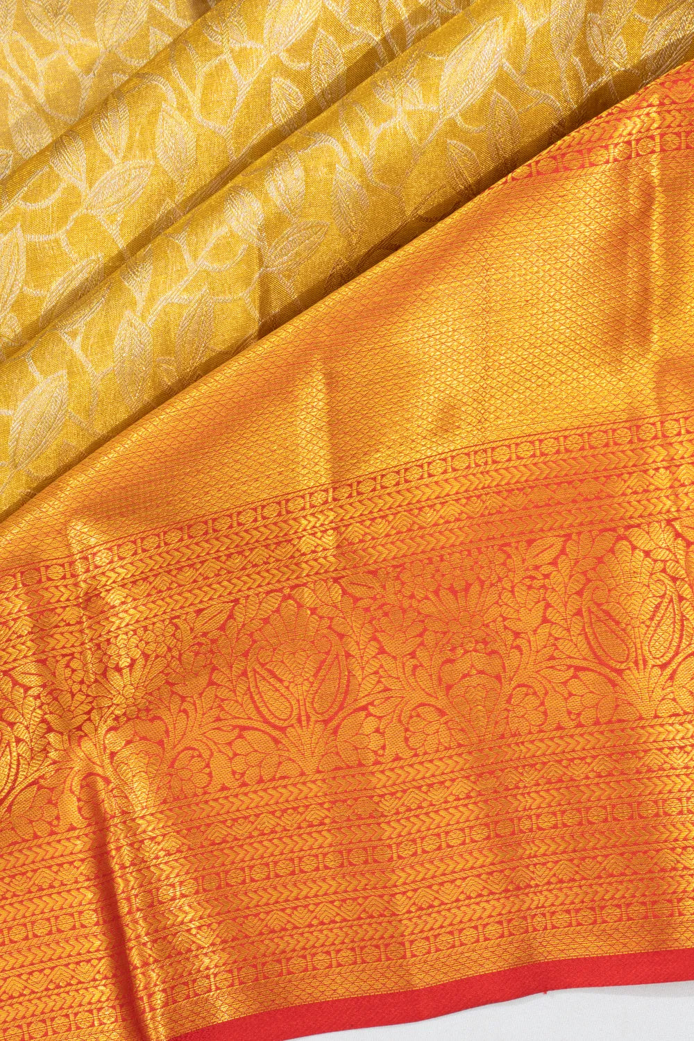 Kanchipuram Silk Tissue Brocade Gold Saree