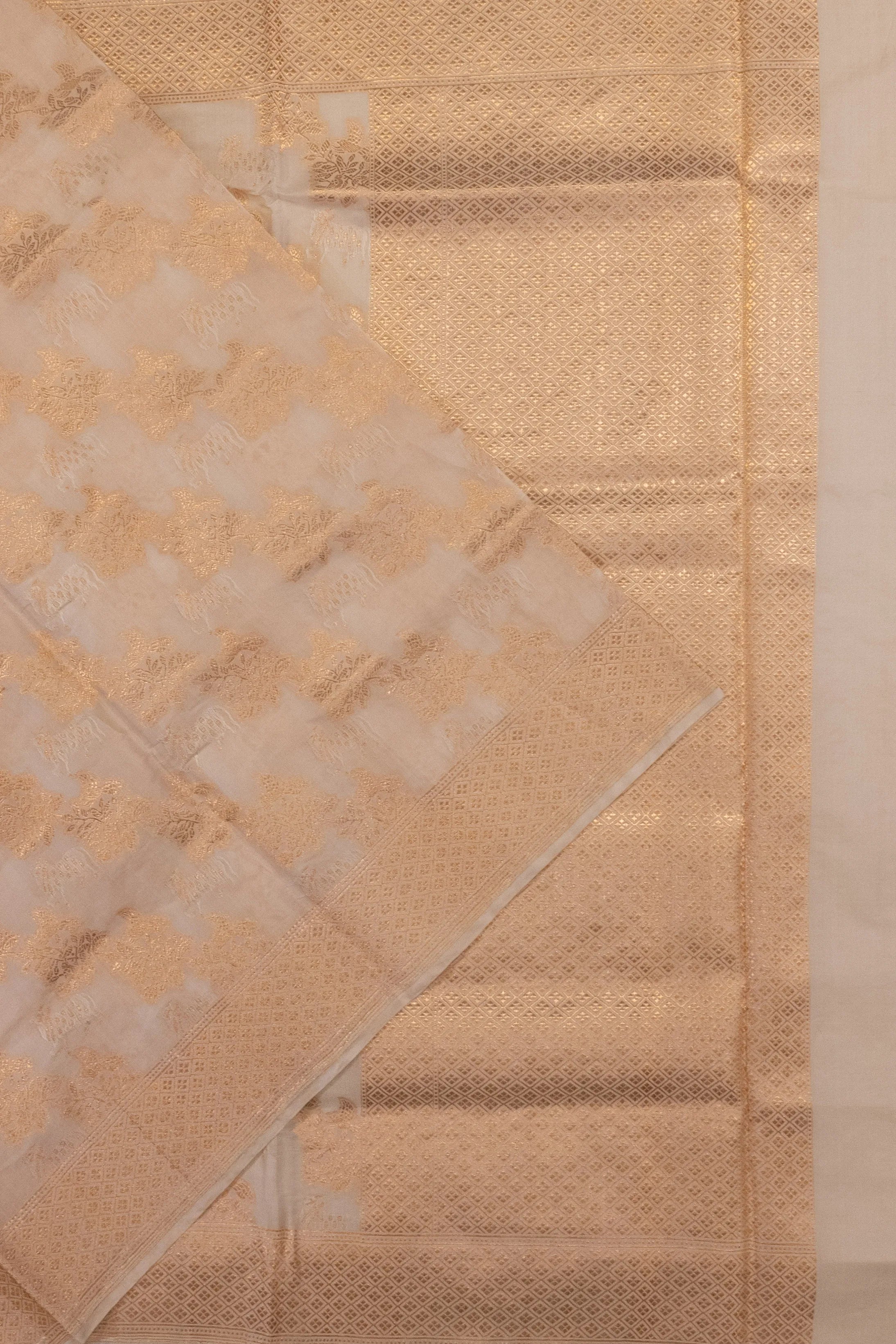 Banarasi Silk Jaal White Saree