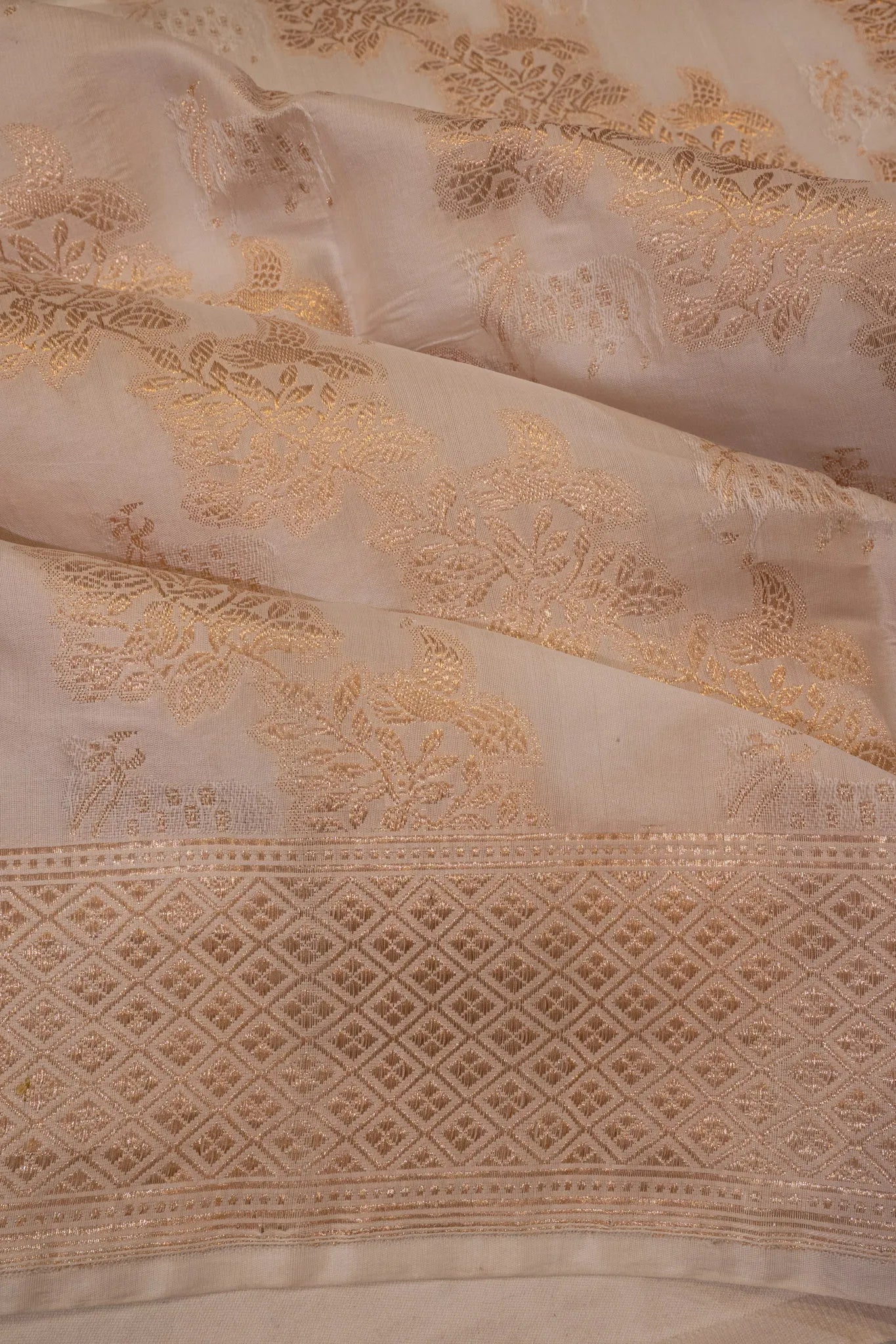 Banarasi Silk Jaal White Saree