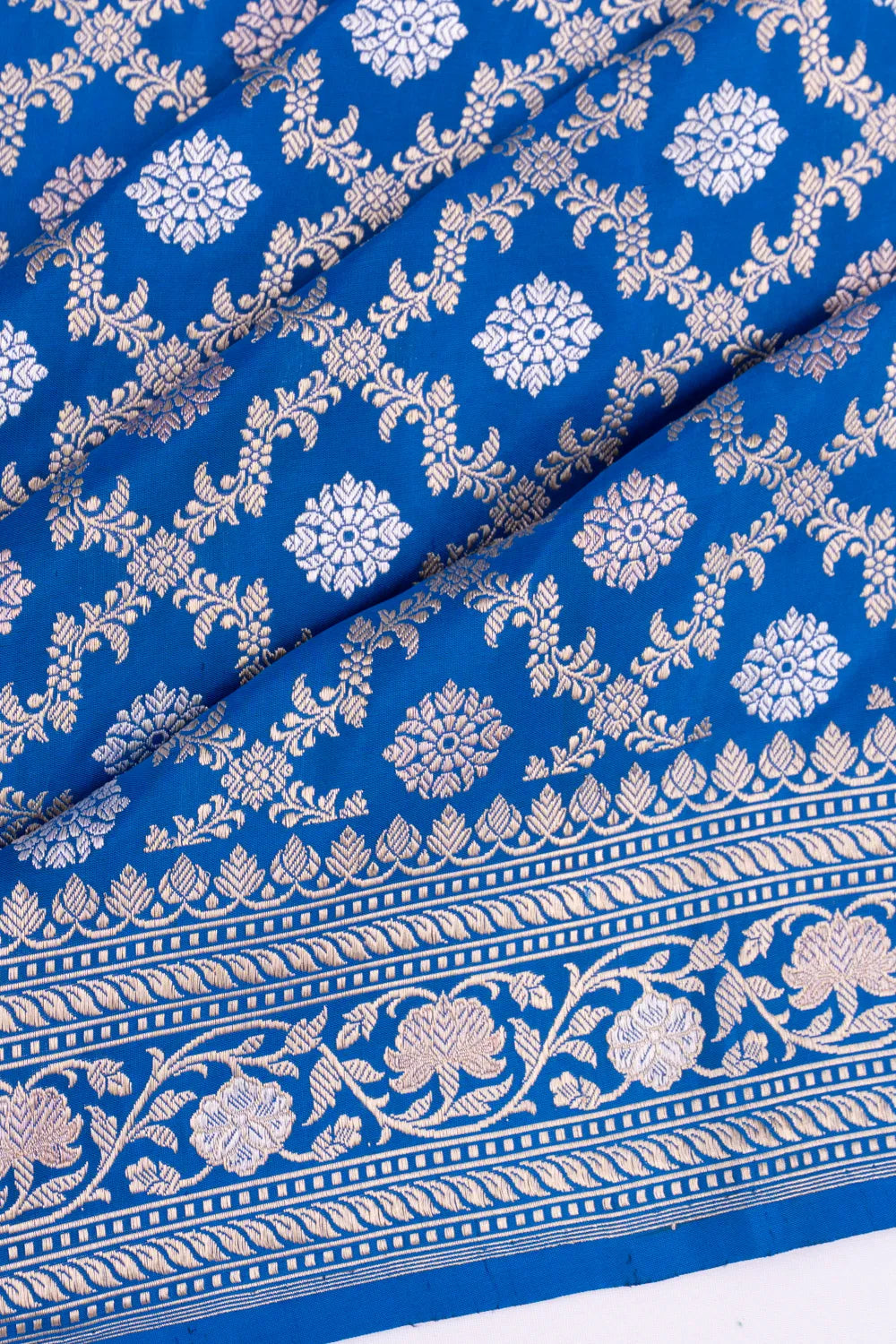 Banarasi Silk Kadwa Jaal And Butta Royal Blue Saree