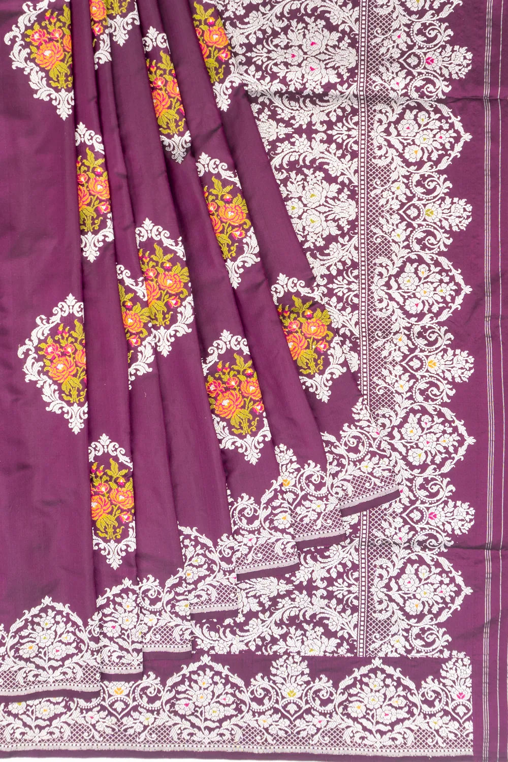 Banarasi Silk Meenakari Butta Purple Saree