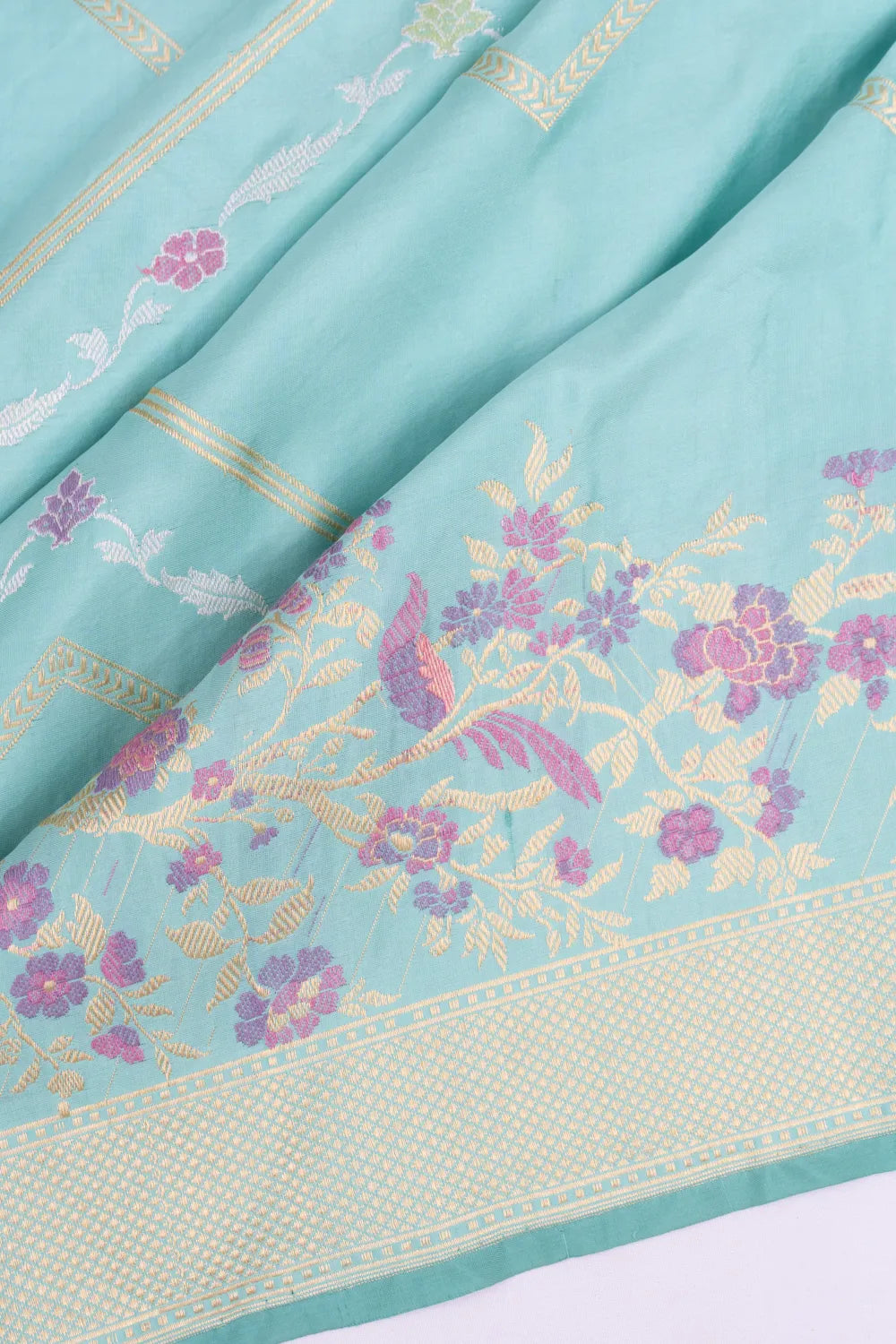 Banarasi Silk Lines Pastel Blue Saree