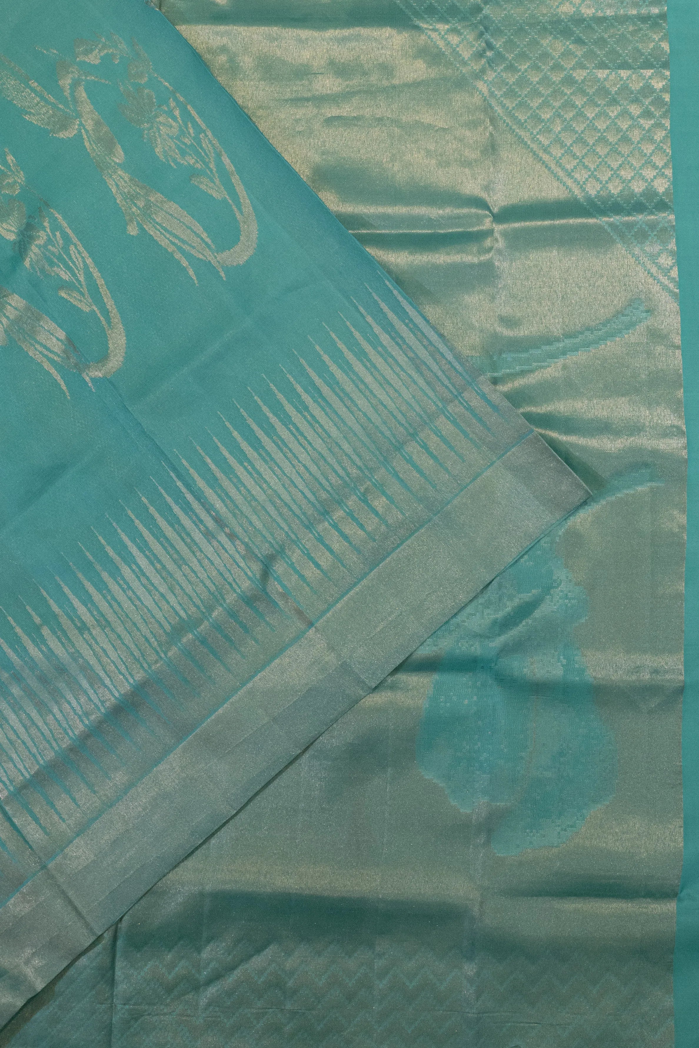 Kanchipuram Silk Brocade Sky Blue Saree