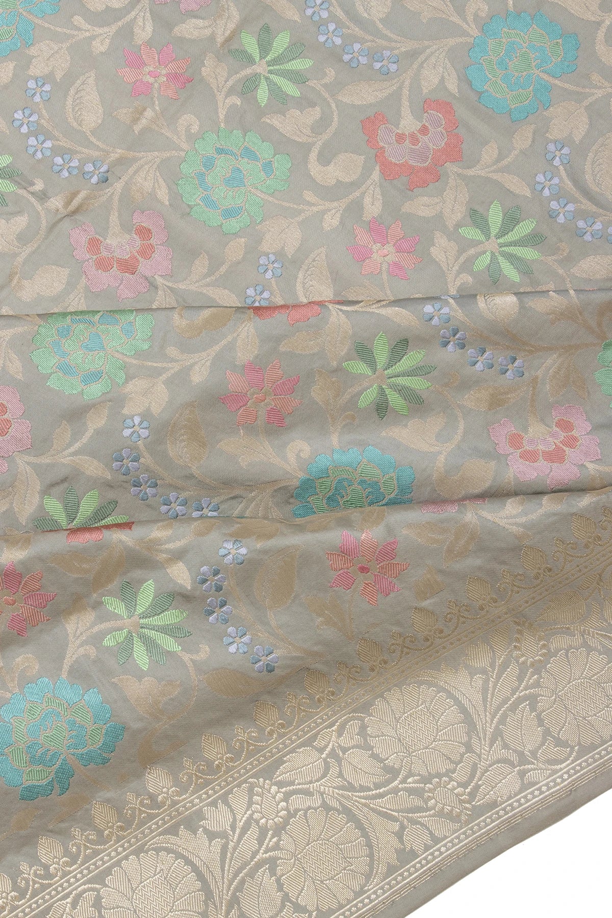 Banarasi Silk Jaal Pastel Grey Saree